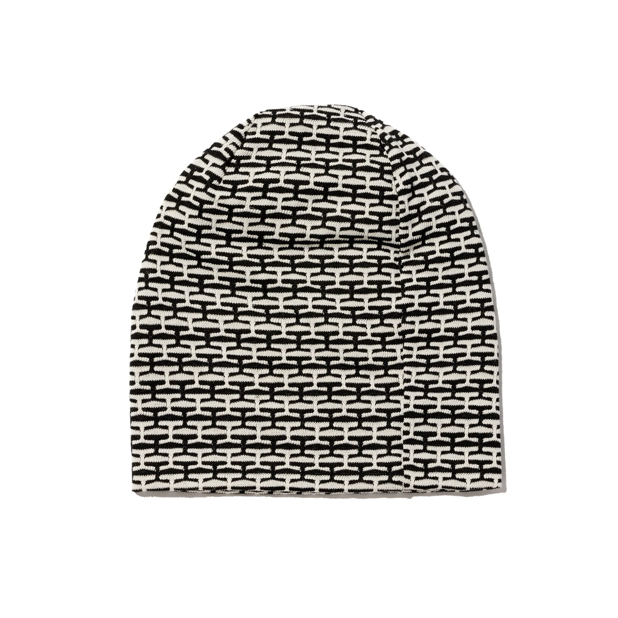 Beanie - Black/White CP Horizontal Knit Jacquard