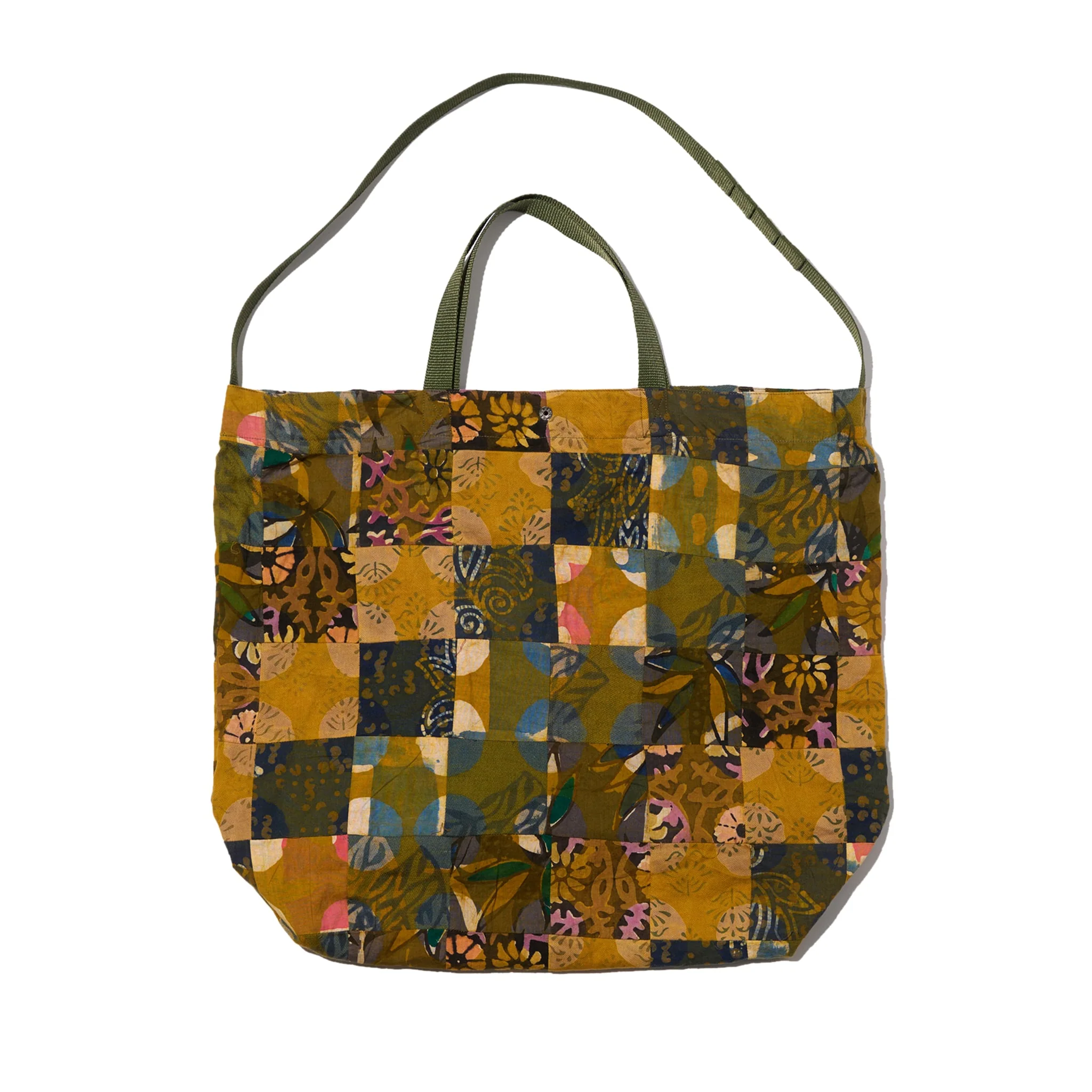 Carry All Tote - Olive Cotton Multi Pattern Patchwork - Image 2
