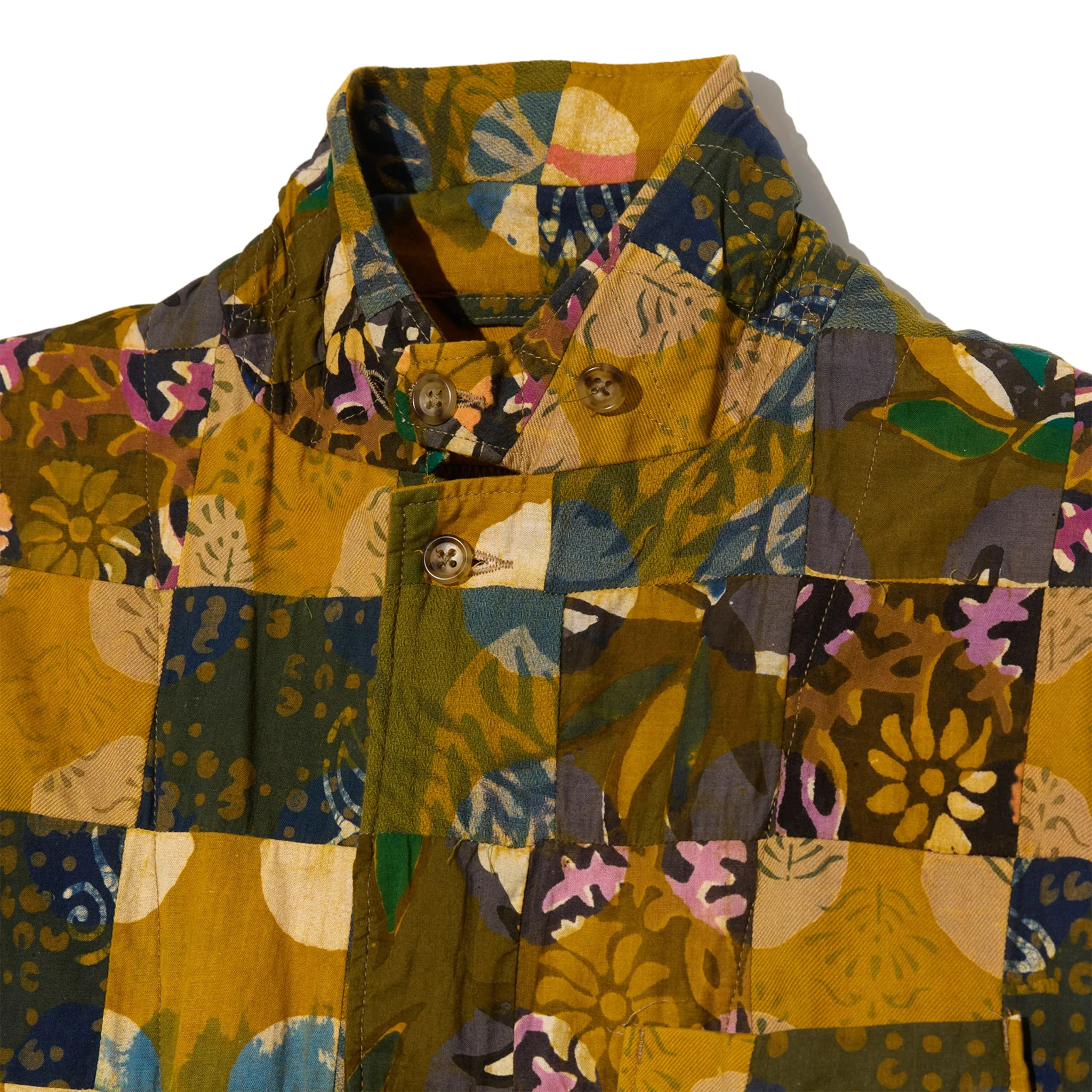 Loiter Jacket - Olive Cotton Multi Pattern Patchwork - Image 3