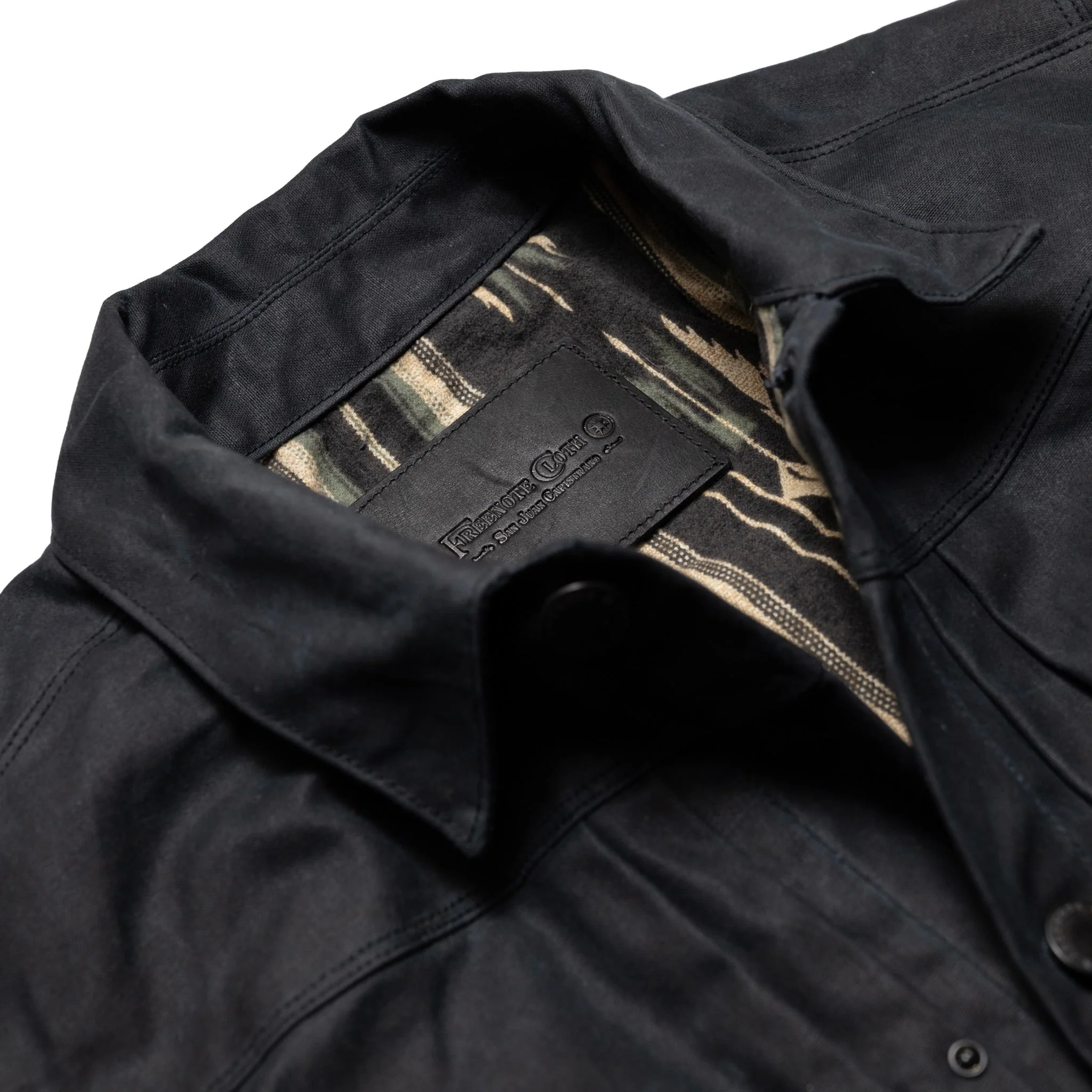 RJ-1 Riders Jacket Waxed Canvas - Black (Olive Lining) - Image 3