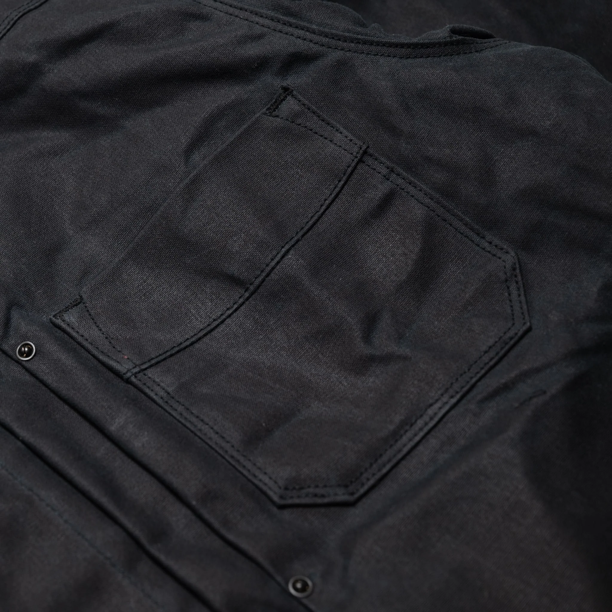 RJ-1 Riders Jacket Waxed Canvas - Black (Olive Lining) - Image 4
