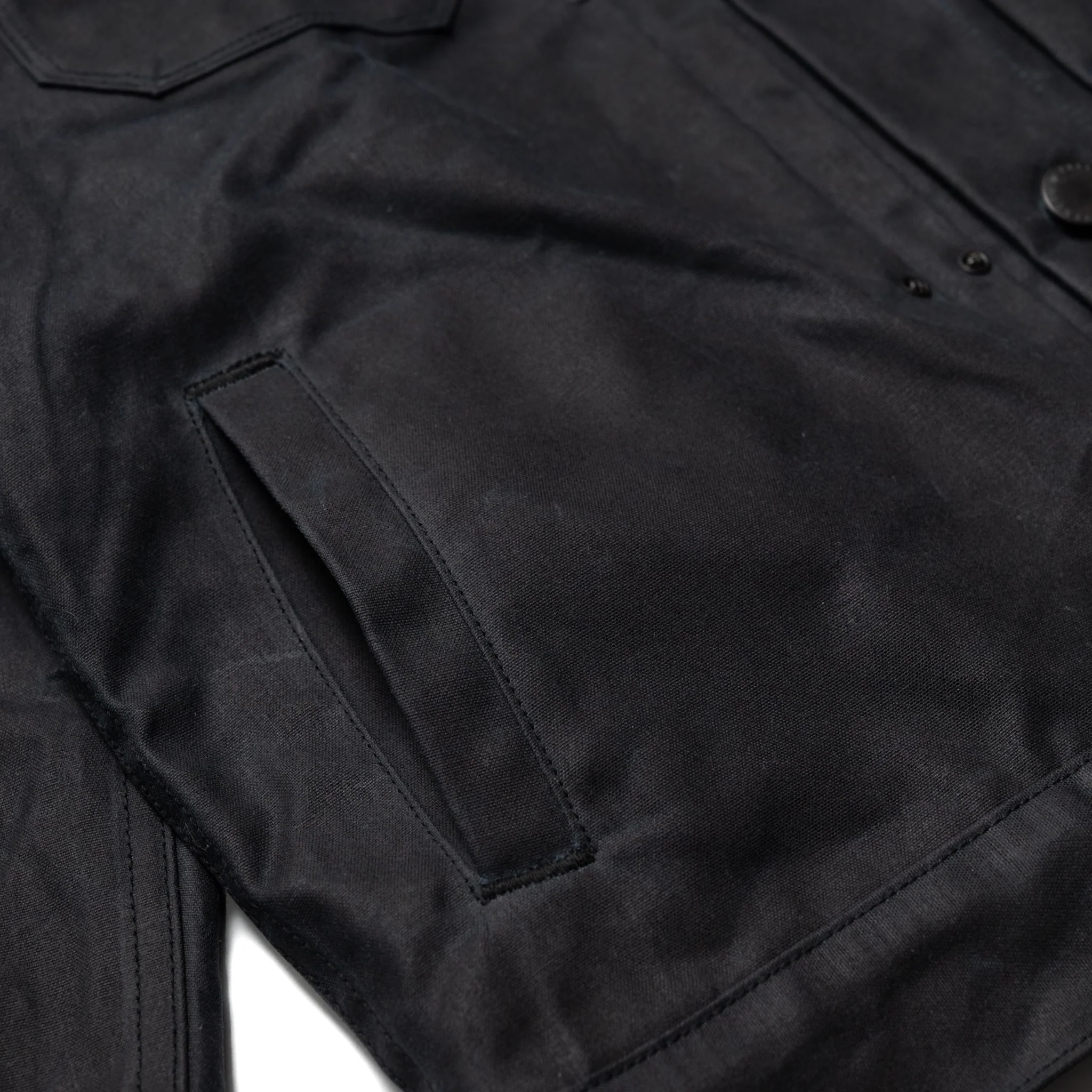 RJ-1 Riders Jacket Waxed Canvas - Black (Olive Lining) - Image 6