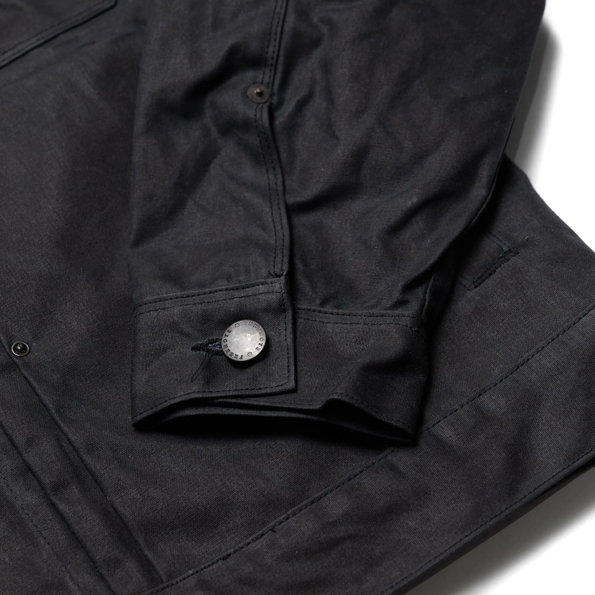 RJ-1 Riders Jacket Waxed Canvas - Black (Olive Lining) - Image 7