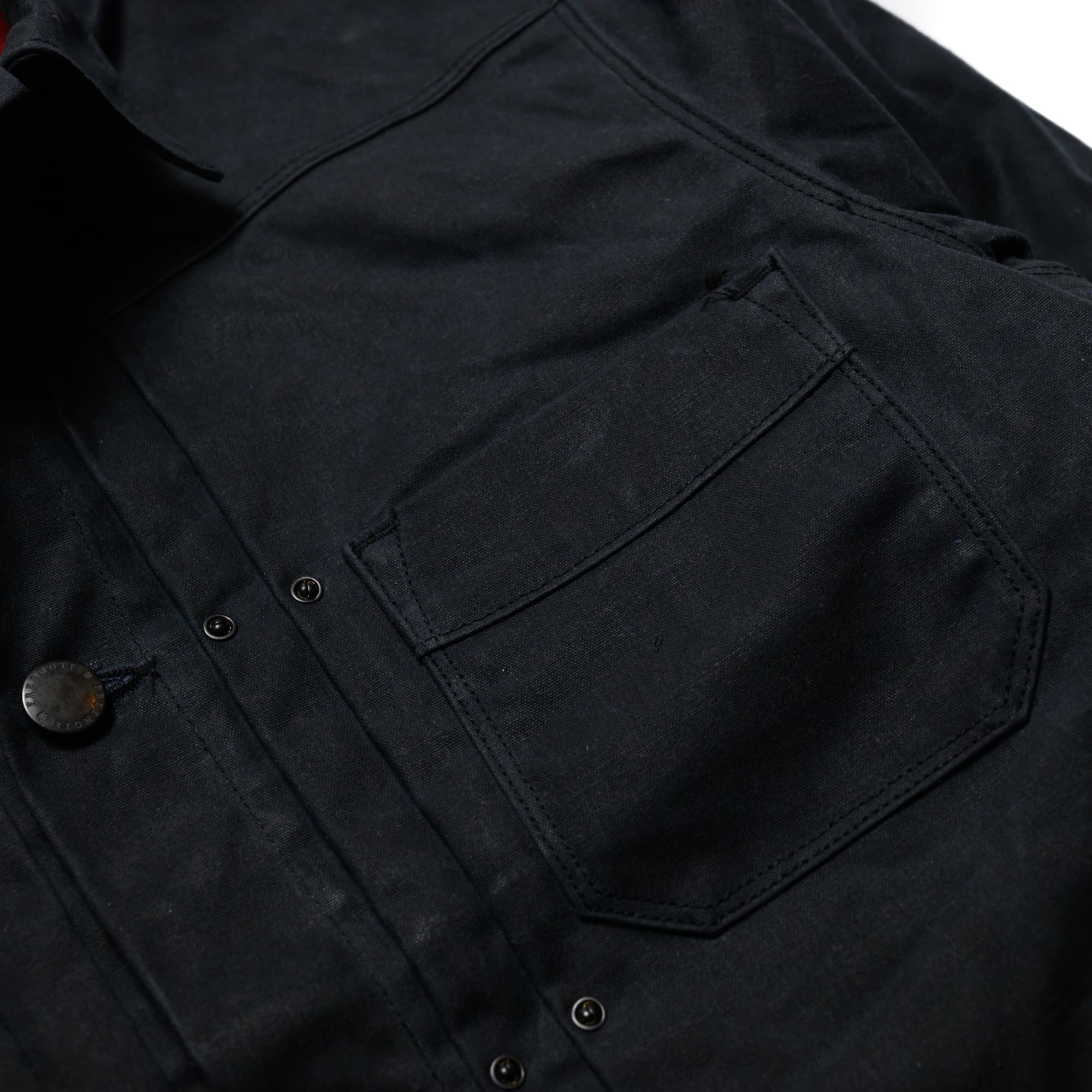 RJ-1 Riders Jacket Waxed Canvas - Black (Red Lining) - Image 4