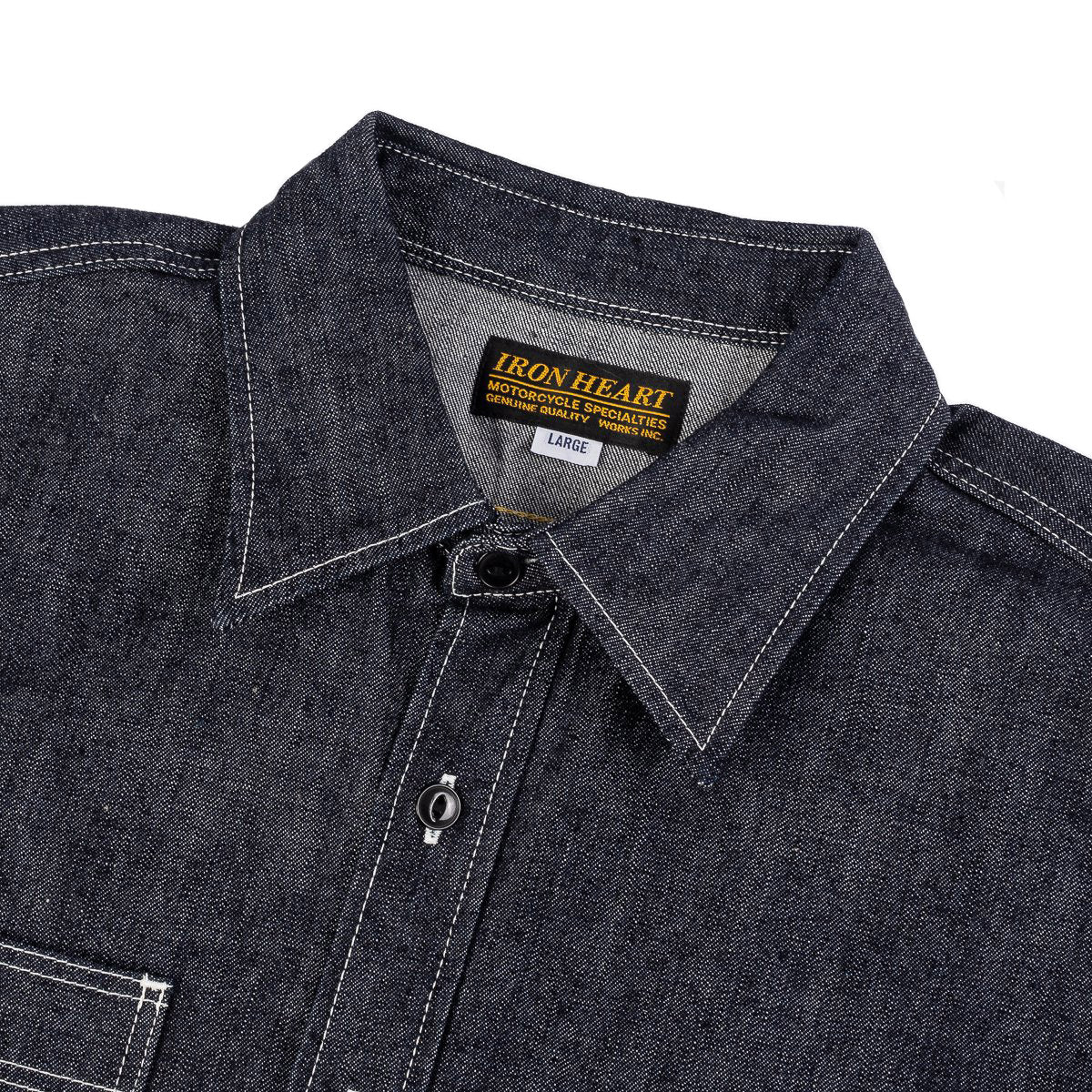 IHSH-322-IND - 10oz Selvedge Denim Work Shirt - Indigo - Image 3