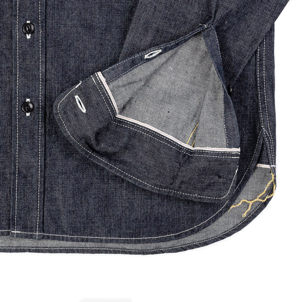IHSH-322-IND - 10oz Selvedge Denim Work Shirt - Indigo - Image 7