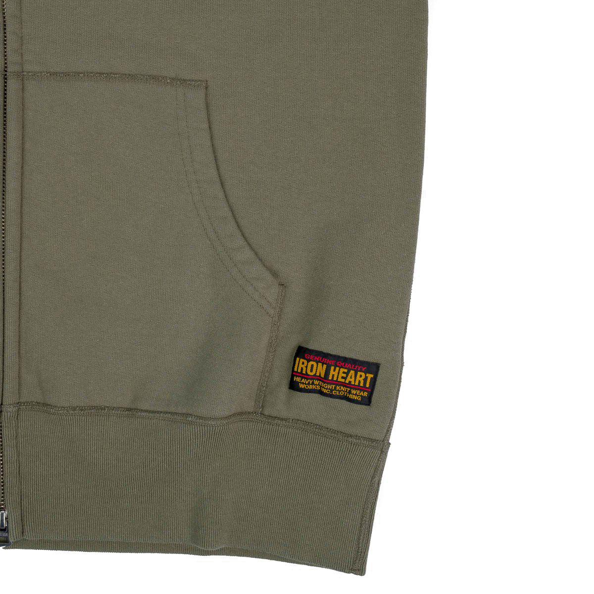 IHSW-10-OLV - 14oz Ultra Heavyweight Loopwheel Cotton Zippered Hoodie - Olive - Image 5