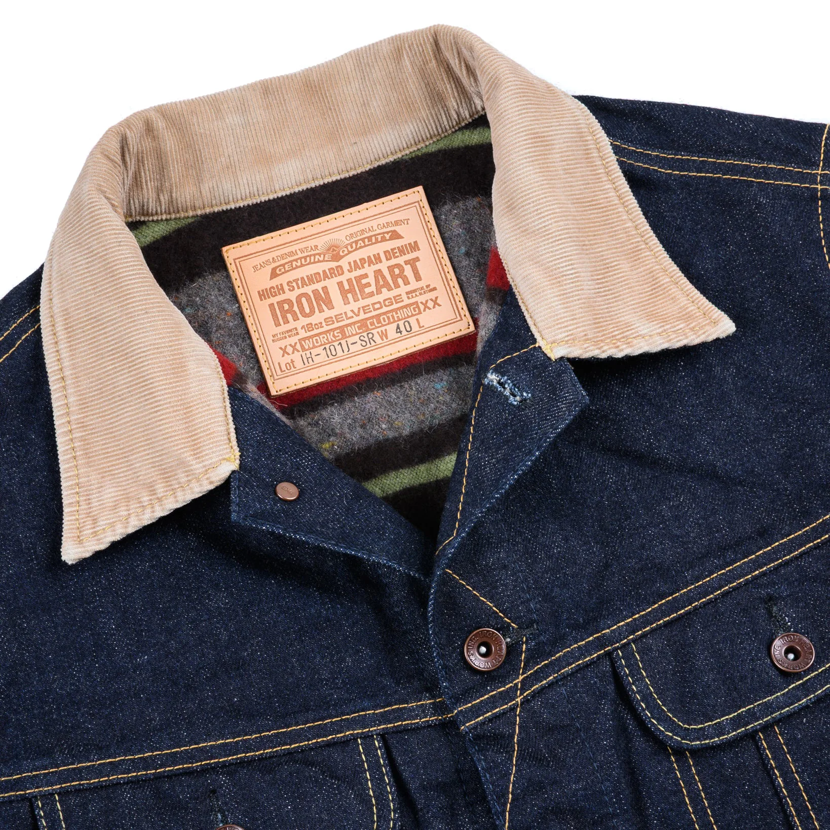 IH-101J-SR 18oz Selvedge Denim Storm Rider Jacket - Indigo - Image 4
