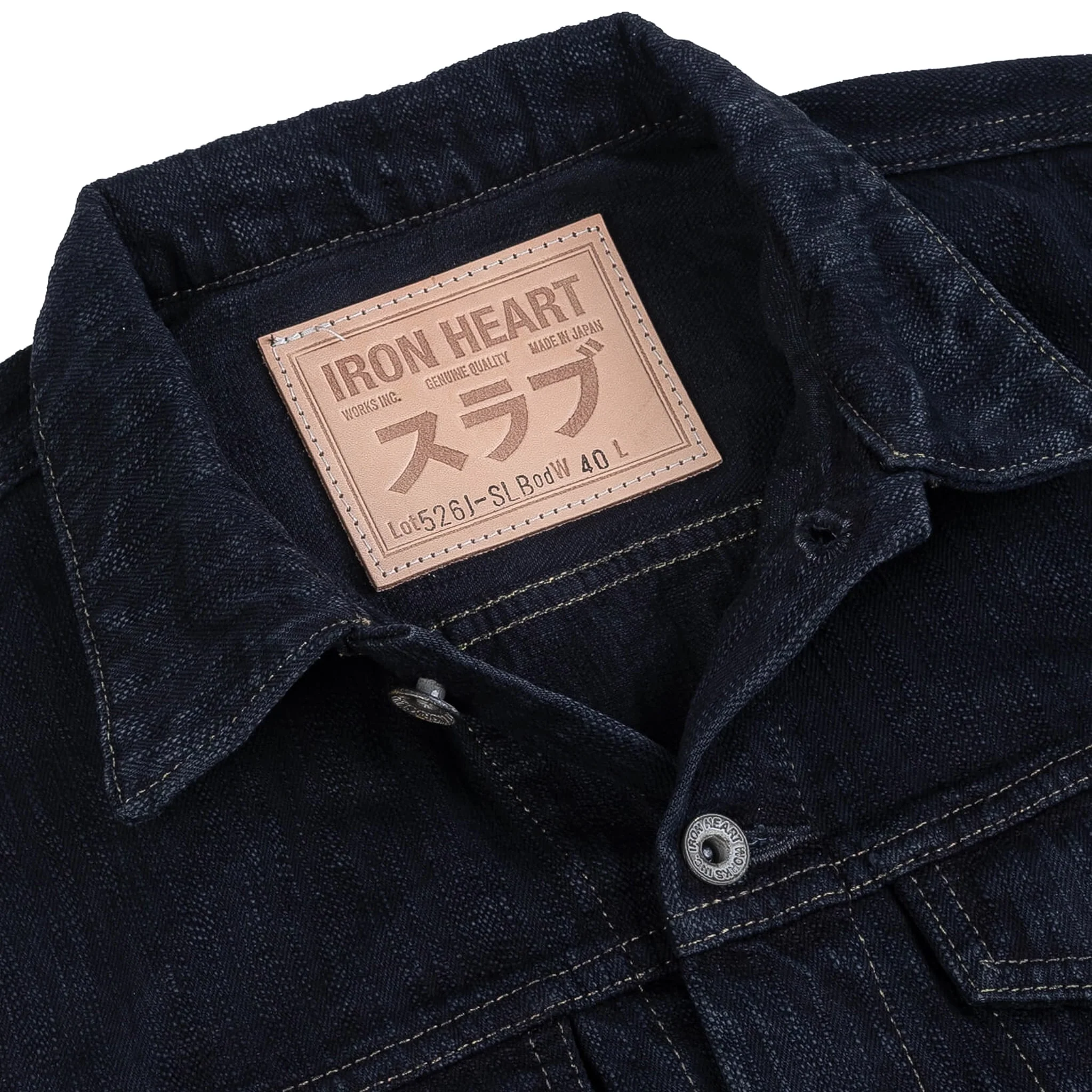 IH-526J-SLBod 16oz Slubby Selvedge Denim Type III Jacket - Indigo Overdyed Black - Image 5