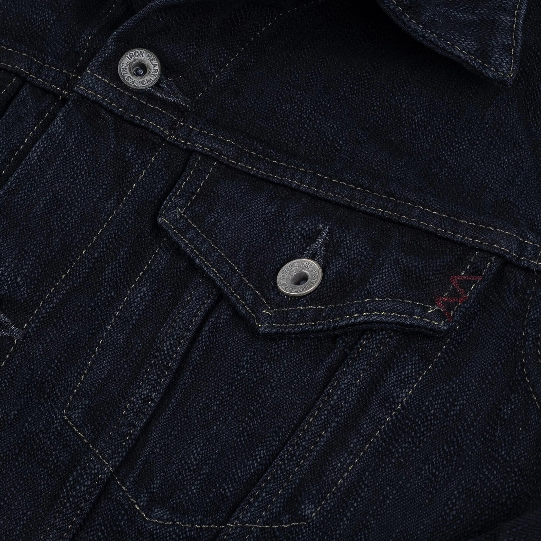 IH-526J-SLBod 16oz Slubby Selvedge Denim Type III Jacket - Indigo Overdyed Black - Image 6