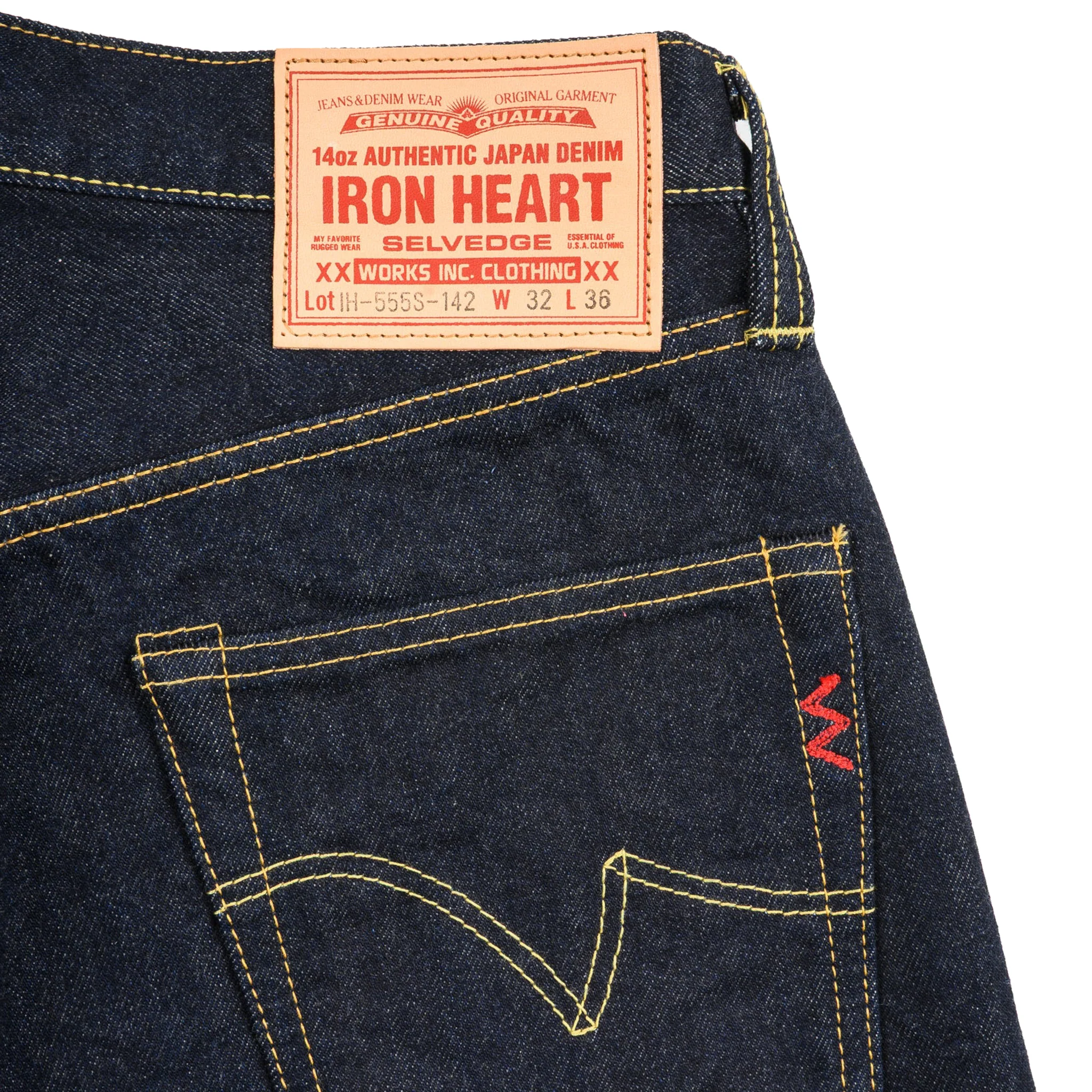 IH-555S-142 14oz Selvedge Denim Slim Cut Jeans - Indigo - Image 4