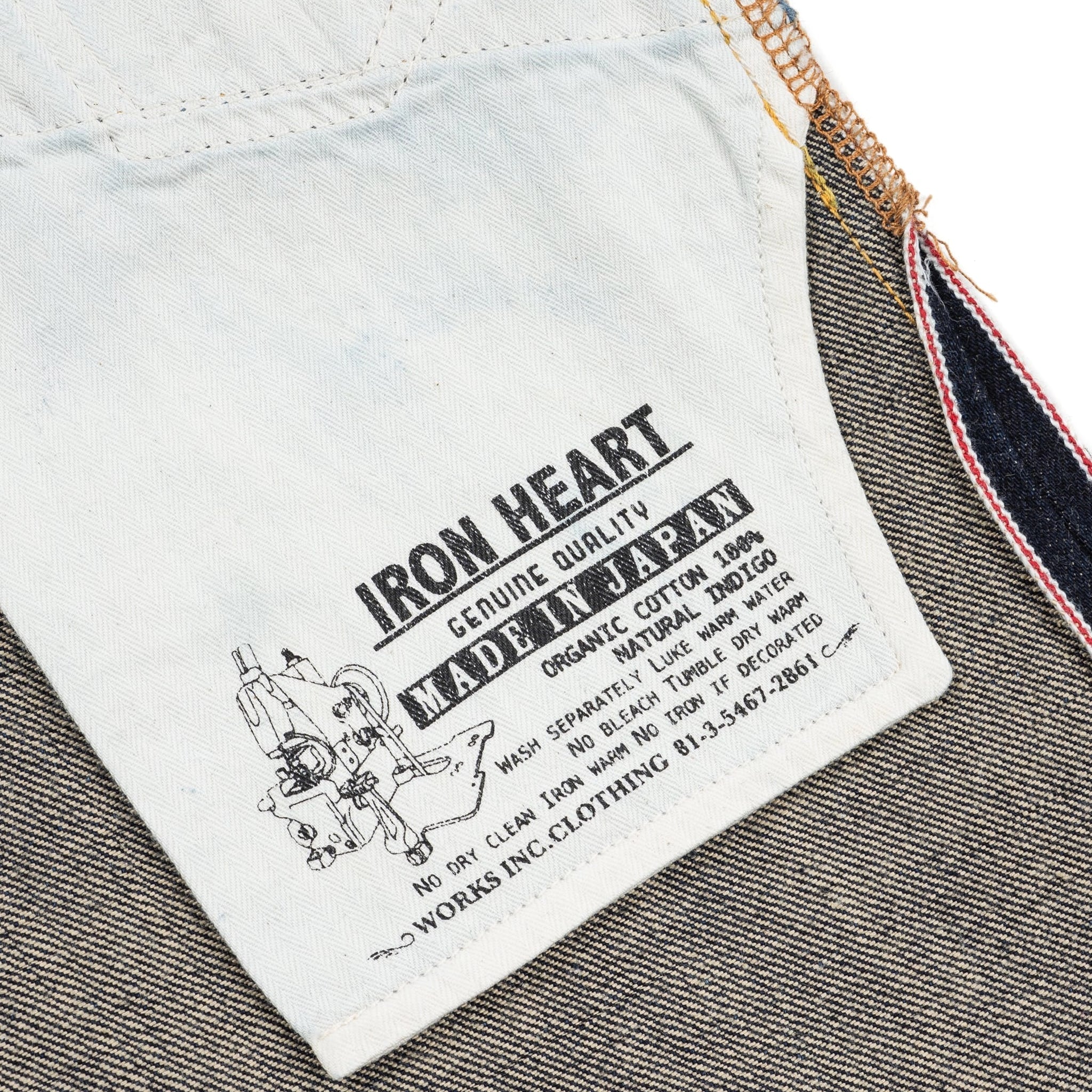 IH-634N 17oz Selvedge Denim Straight Cut Jeans - Natural Indigo - Image 15