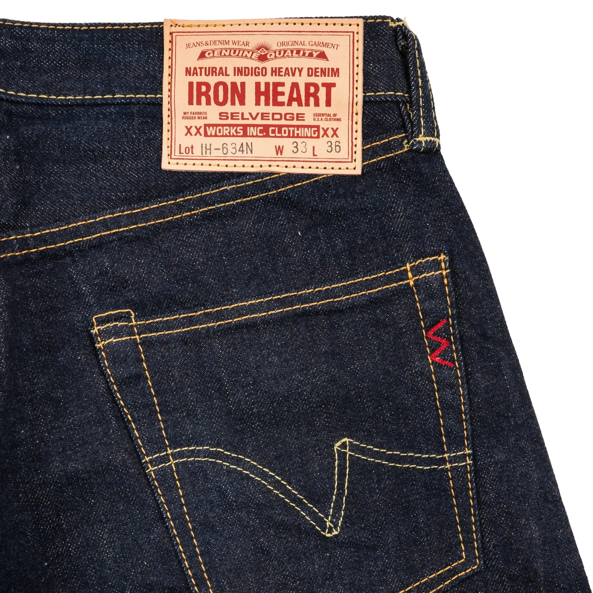 IH-634N 17oz Selvedge Denim Straight Cut Jeans - Natural Indigo - Image 4