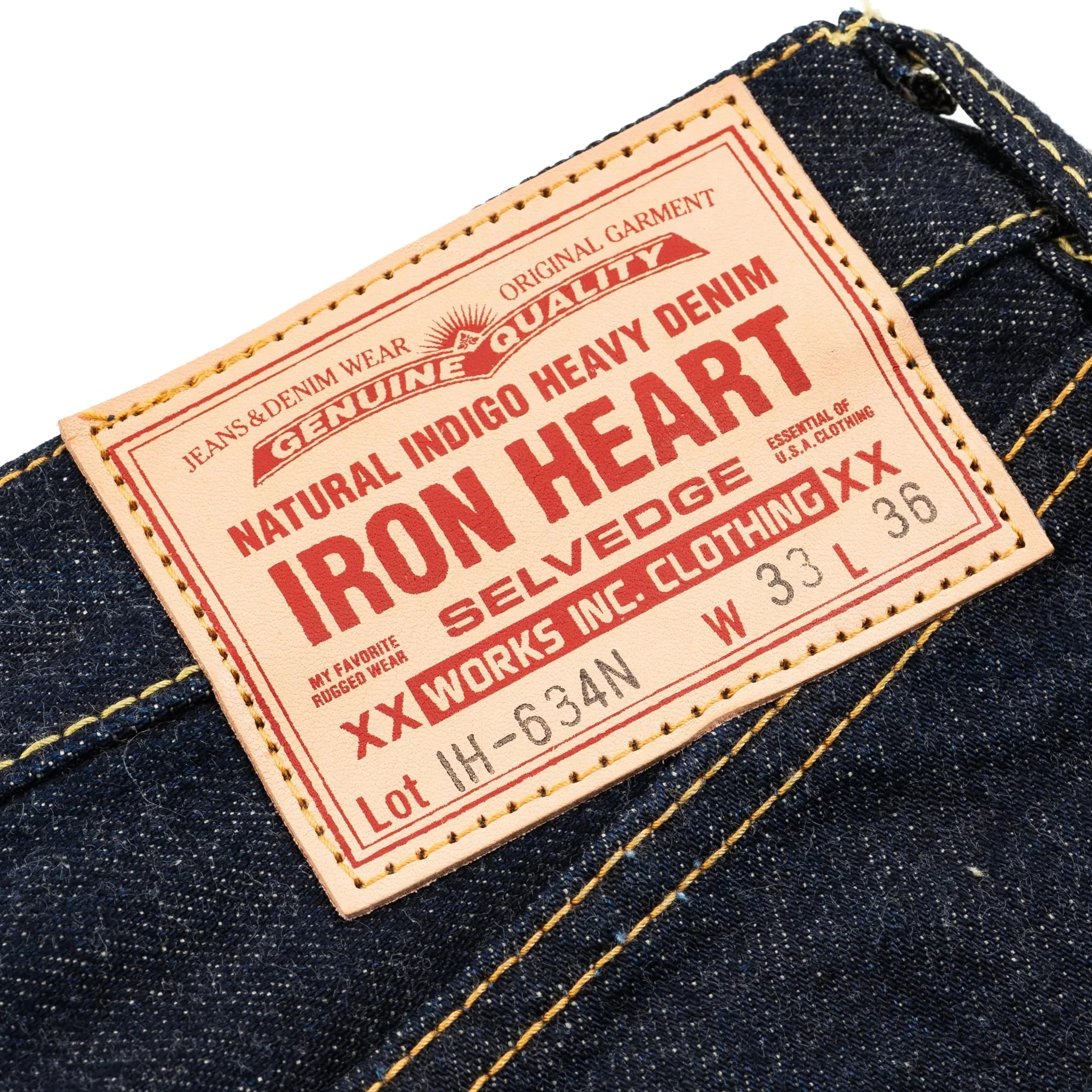 IH-634N 17oz Selvedge Denim Straight Cut Jeans - Natural Indigo - Image 9