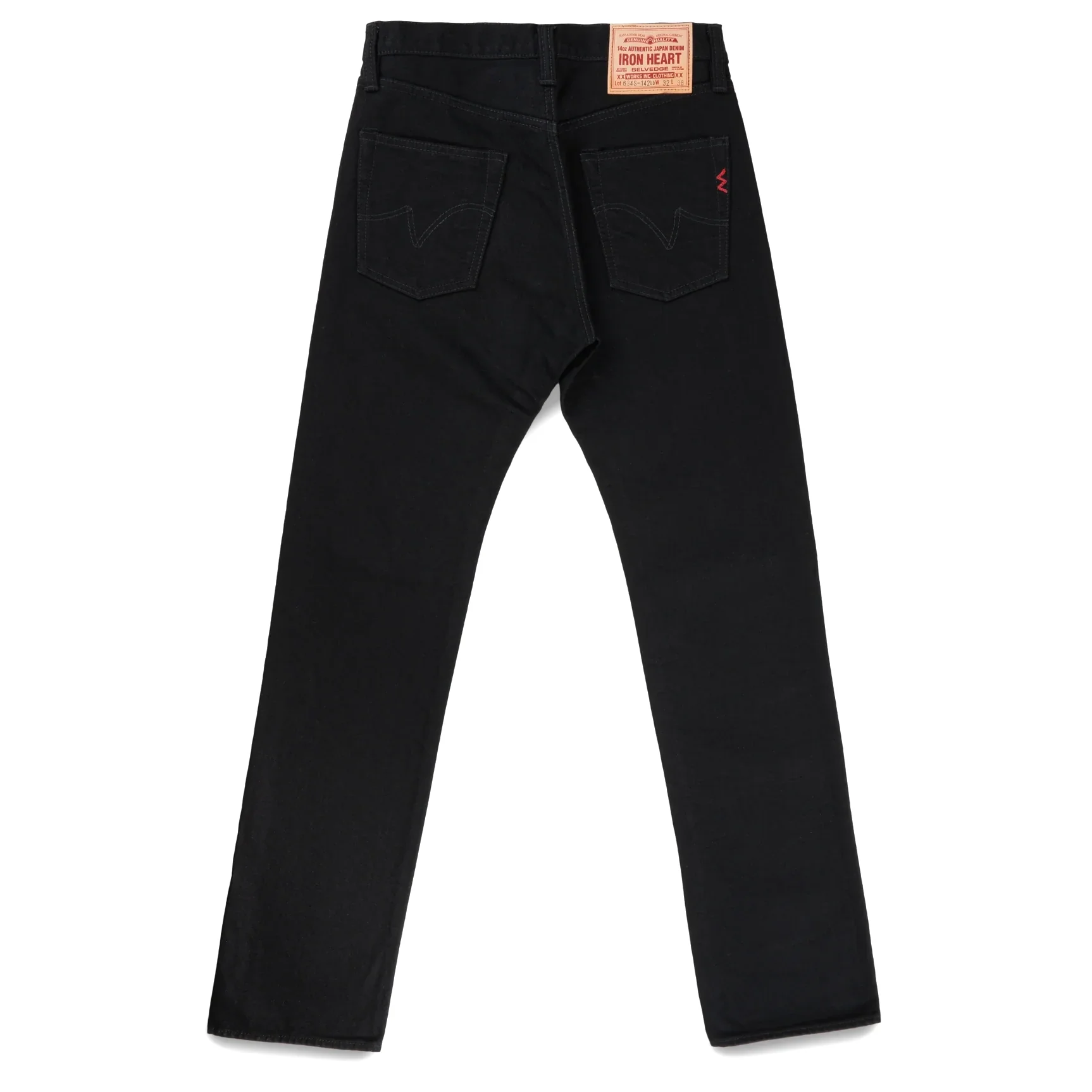IH-634S-142bb 14oz Selvedge Denim Straight Cut Jeans - Black/Black - Image 3