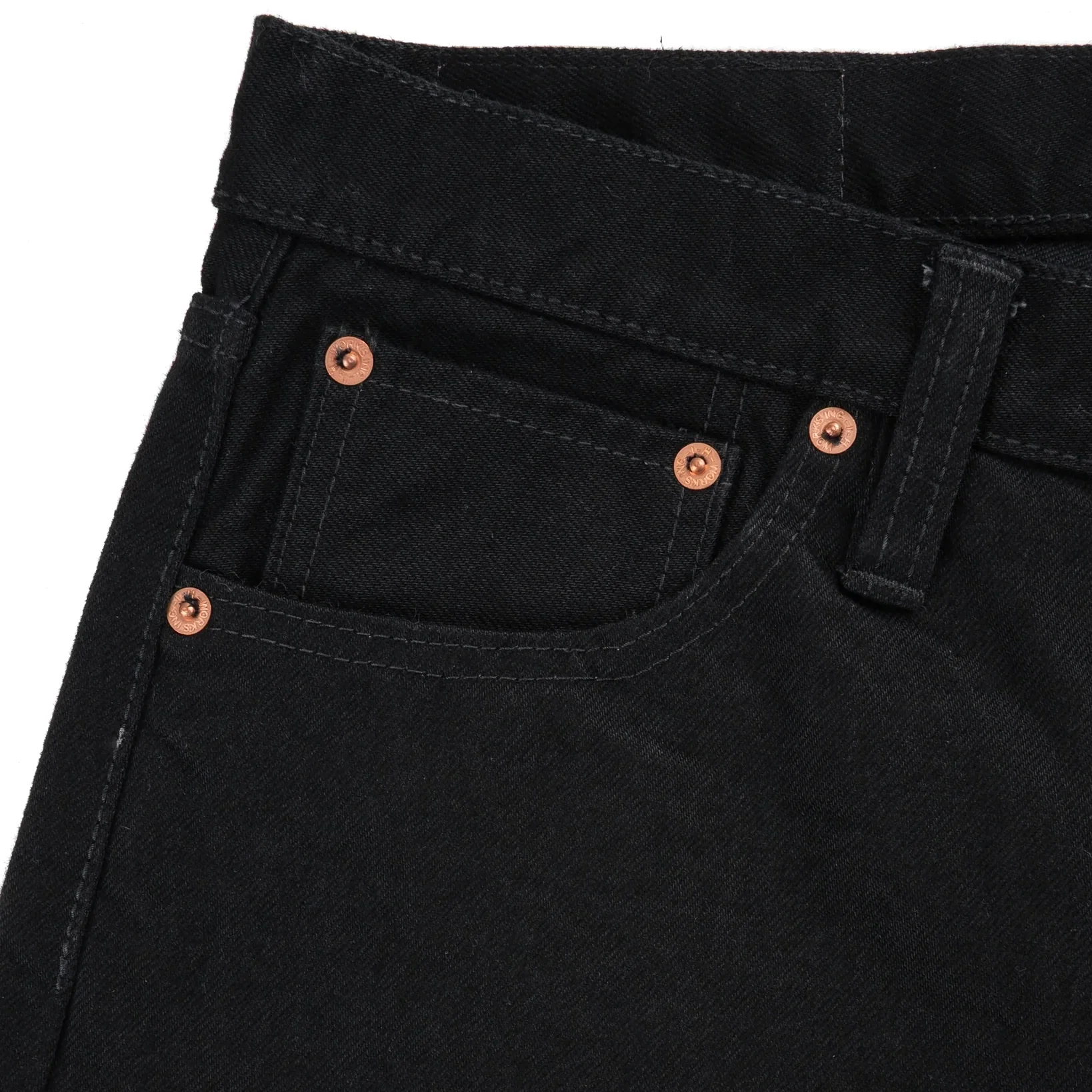 IH-634S-142bb 14oz Selvedge Denim Straight Cut Jeans - Black/Black - Image 5