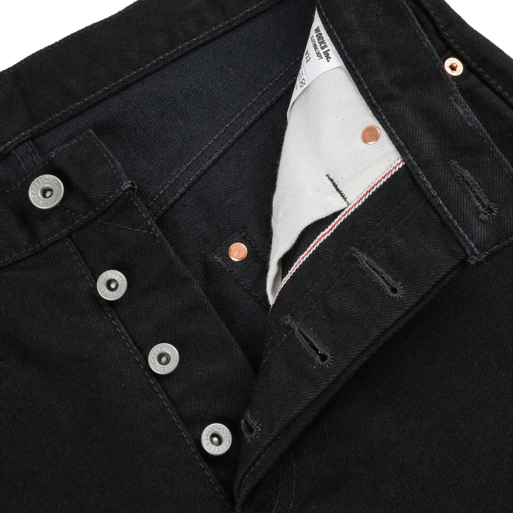 IH-634S-142bb 14oz Selvedge Denim Straight Cut Jeans - Black/Black - Image 6