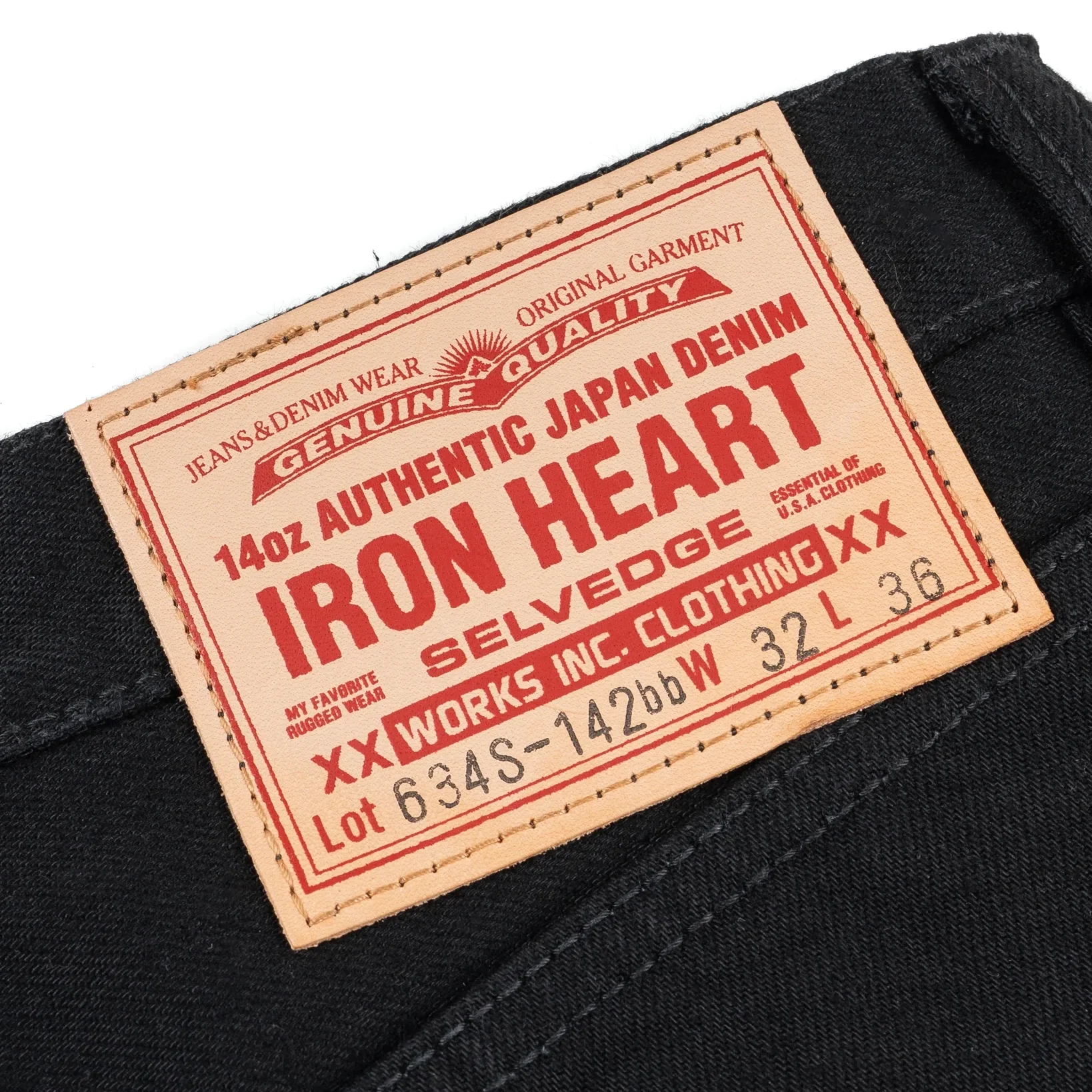 IH-634S-142bb 14oz Selvedge Denim Straight Cut Jeans - Black/Black - Image 9