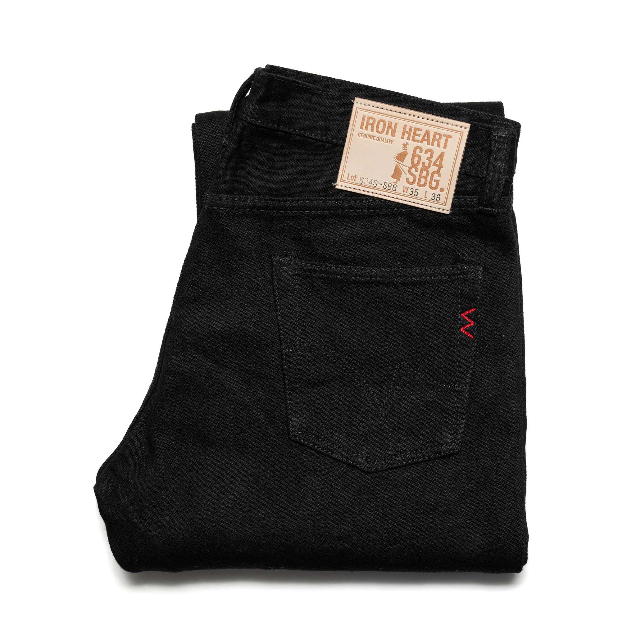 IH-634S-SBG 21oz Selvedge Denim Straight Cut Jeans - Superblack (Fades To Grey)