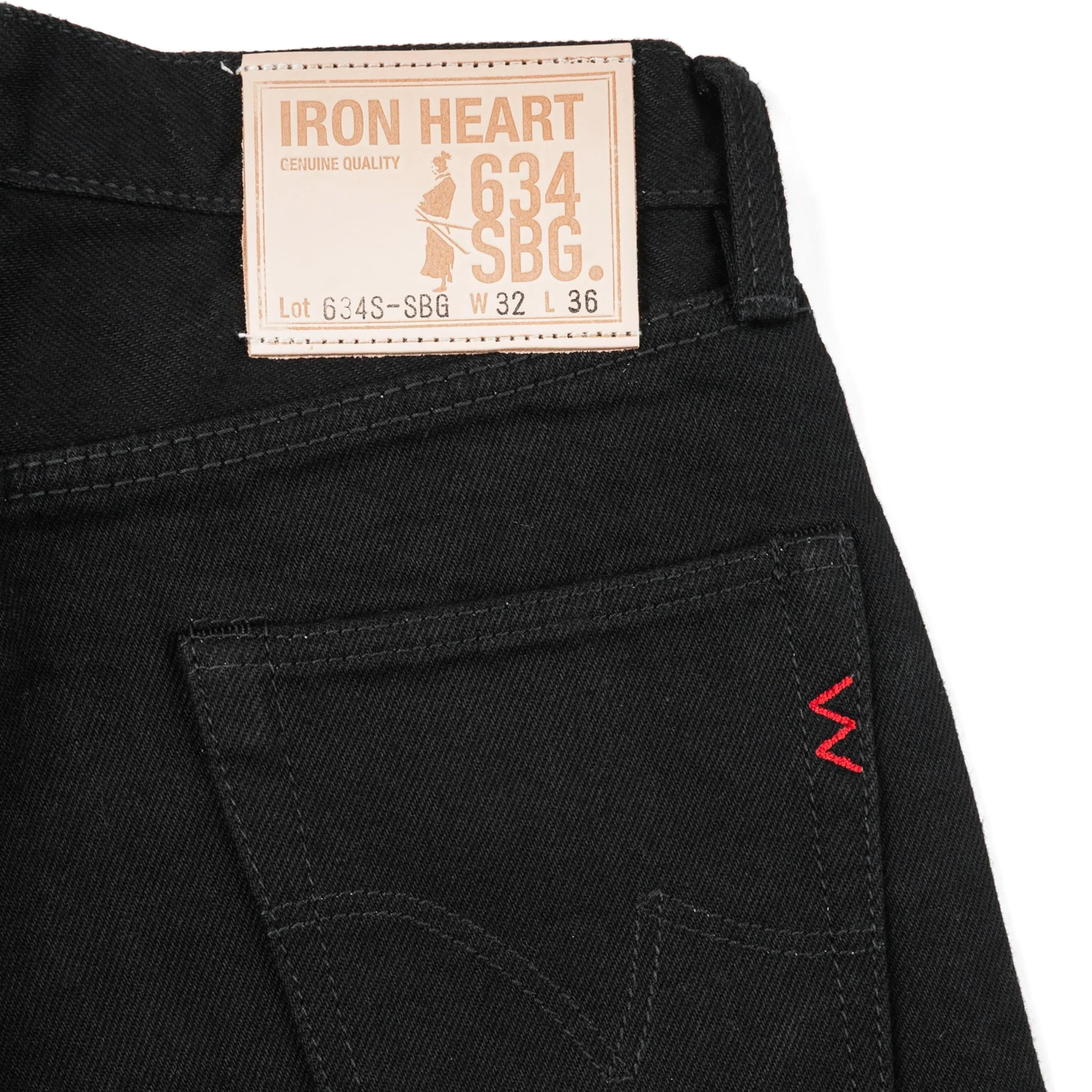 IH-634S-SBG 21oz Selvedge Denim Straight Cut Jeans - Superblack (Fades To Grey) - Image 4