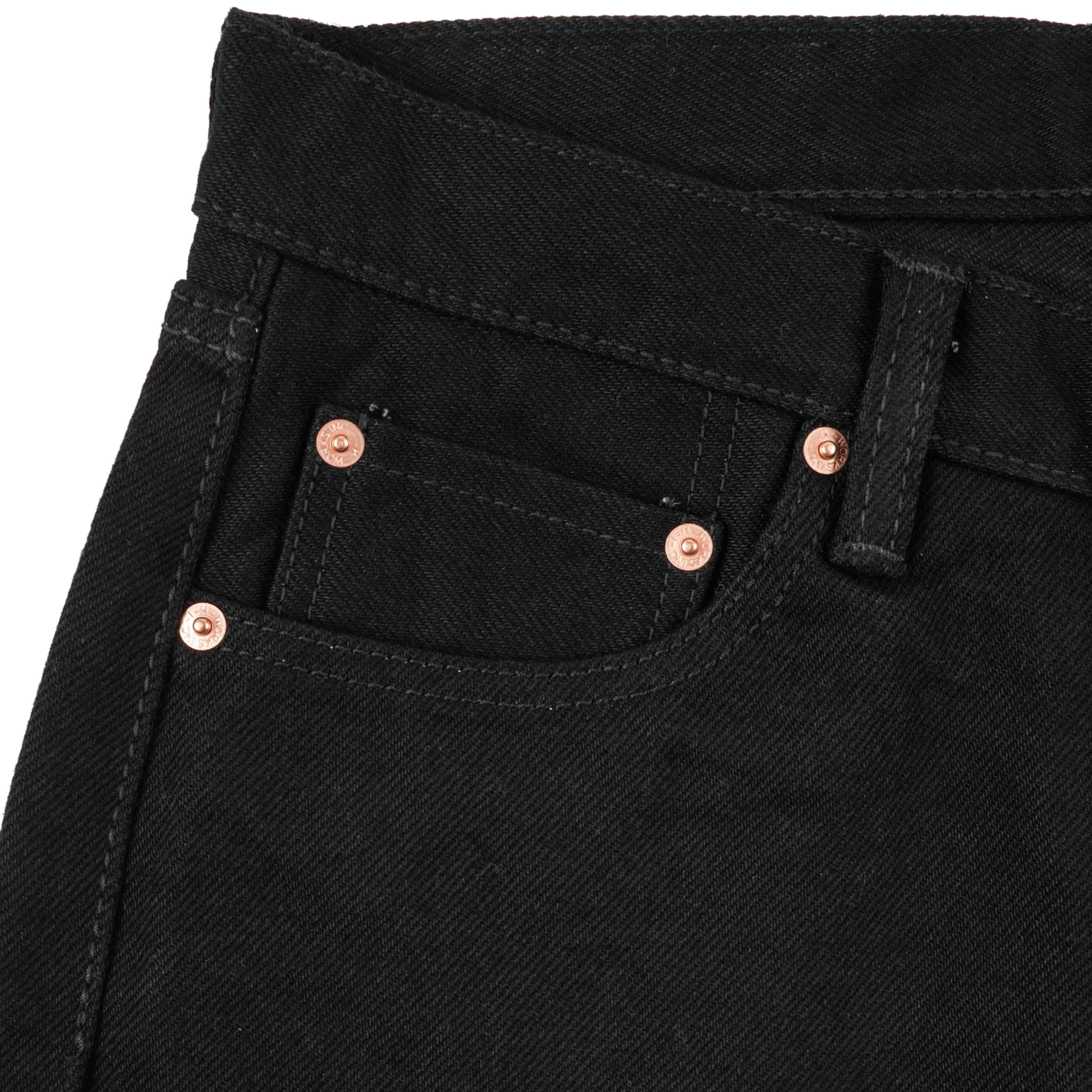 IH-634S-SBG 21oz Selvedge Denim Straight Cut Jeans - Superblack (Fades To Grey) - Image 5