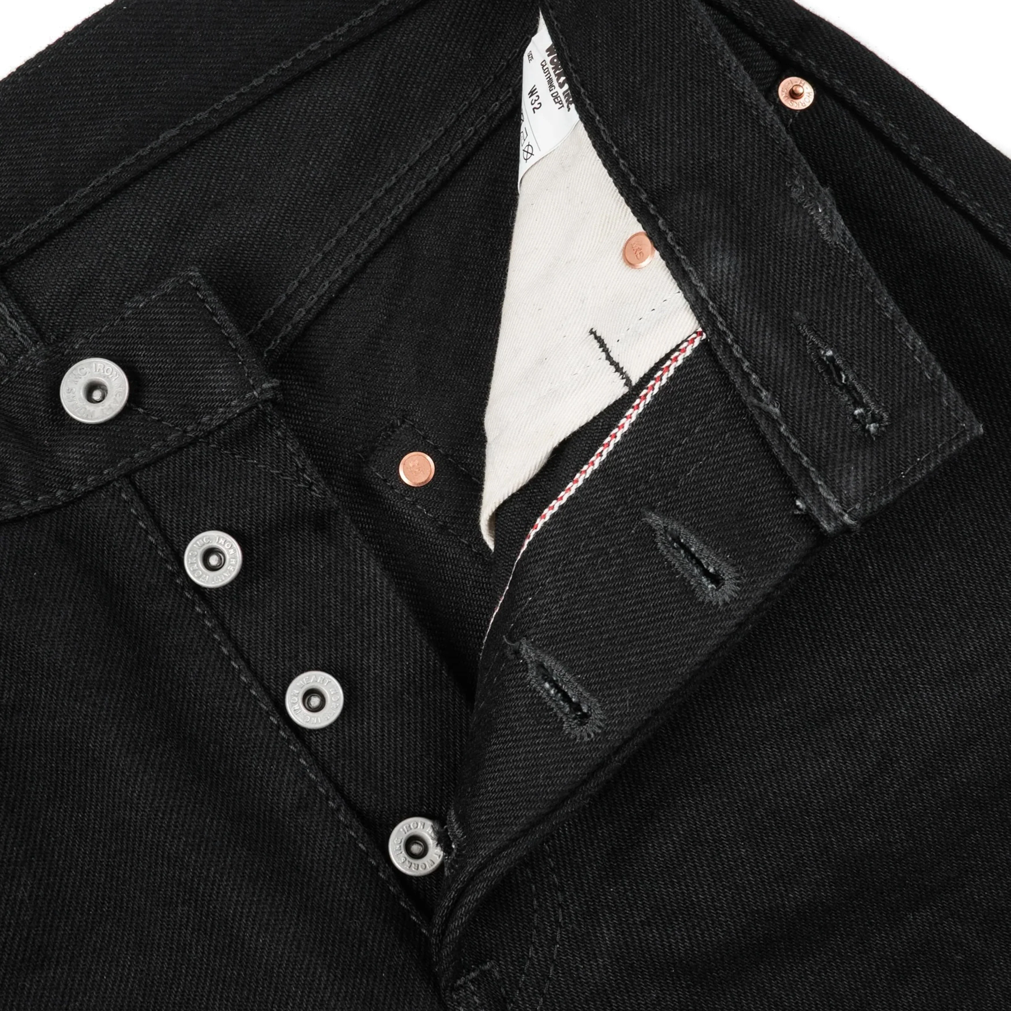 IH-634S-SBG 21oz Selvedge Denim Straight Cut Jeans - Superblack (Fades To Grey) - Image 6
