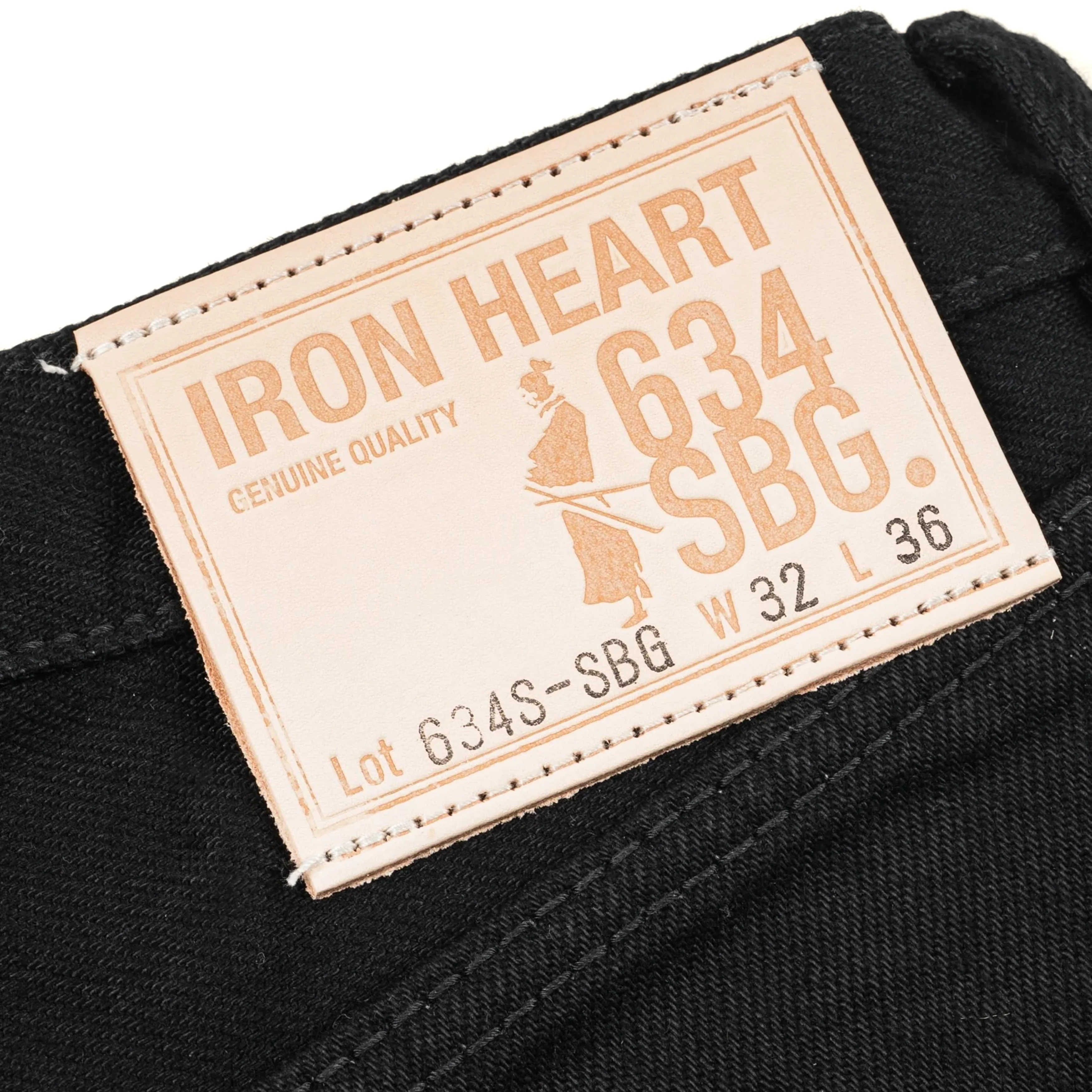 IH-634S-SBG 21oz Selvedge Denim Straight Cut Jeans - Superblack (Fades To Grey) - Image 9