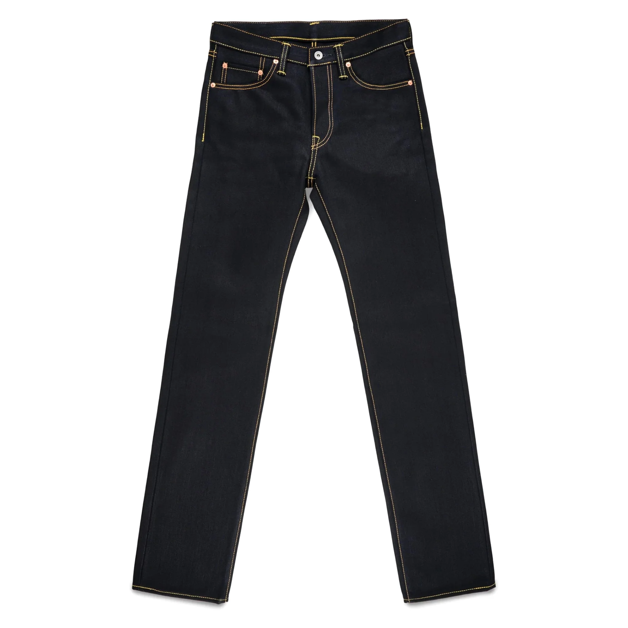 IH-666-XHSib 25oz Selvedge Denim Slim Straight Cut Jeans - Indigo/Black - Image 2