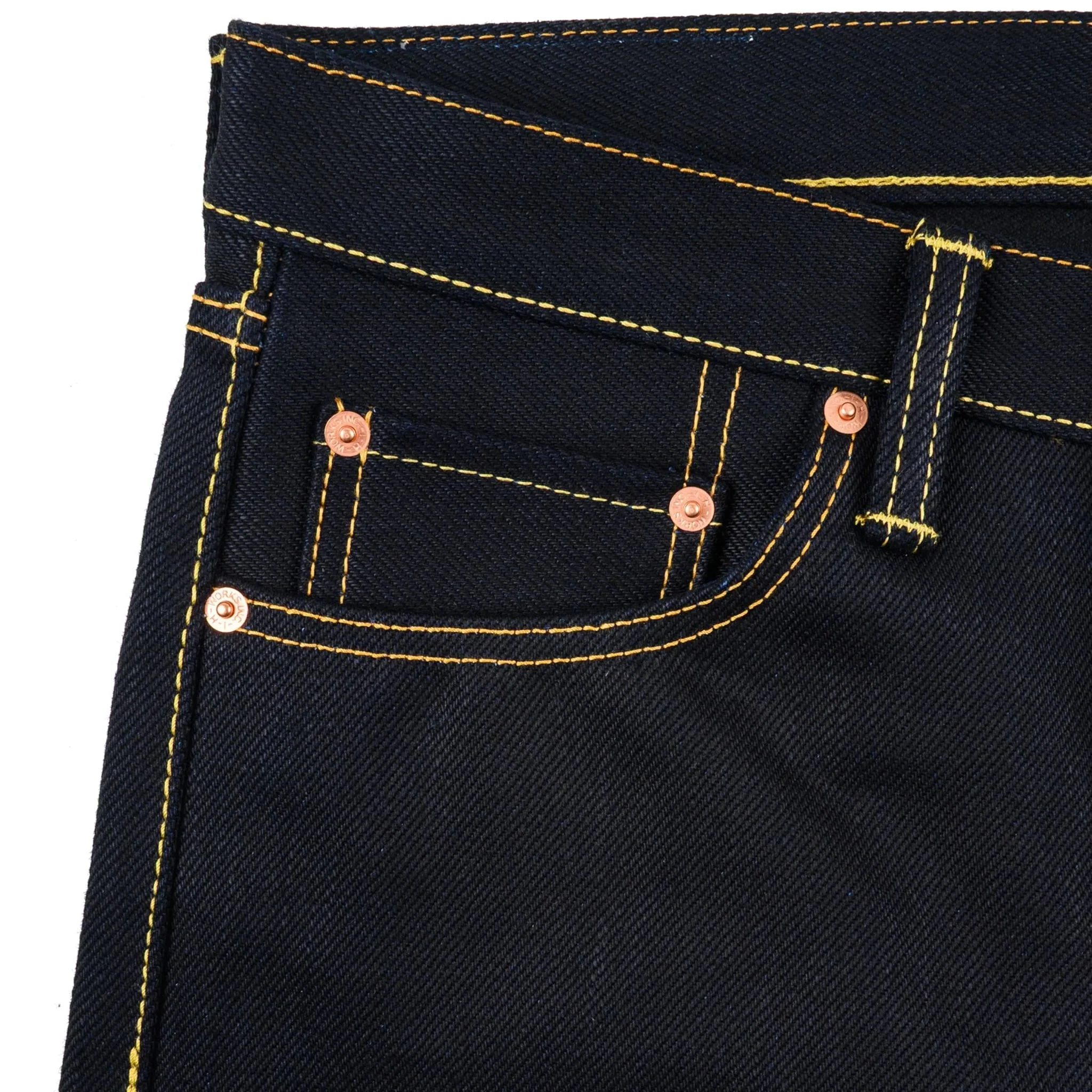 IH-666-XHSib 25oz Selvedge Denim Slim Straight Cut Jeans - Indigo/Black - Image 4