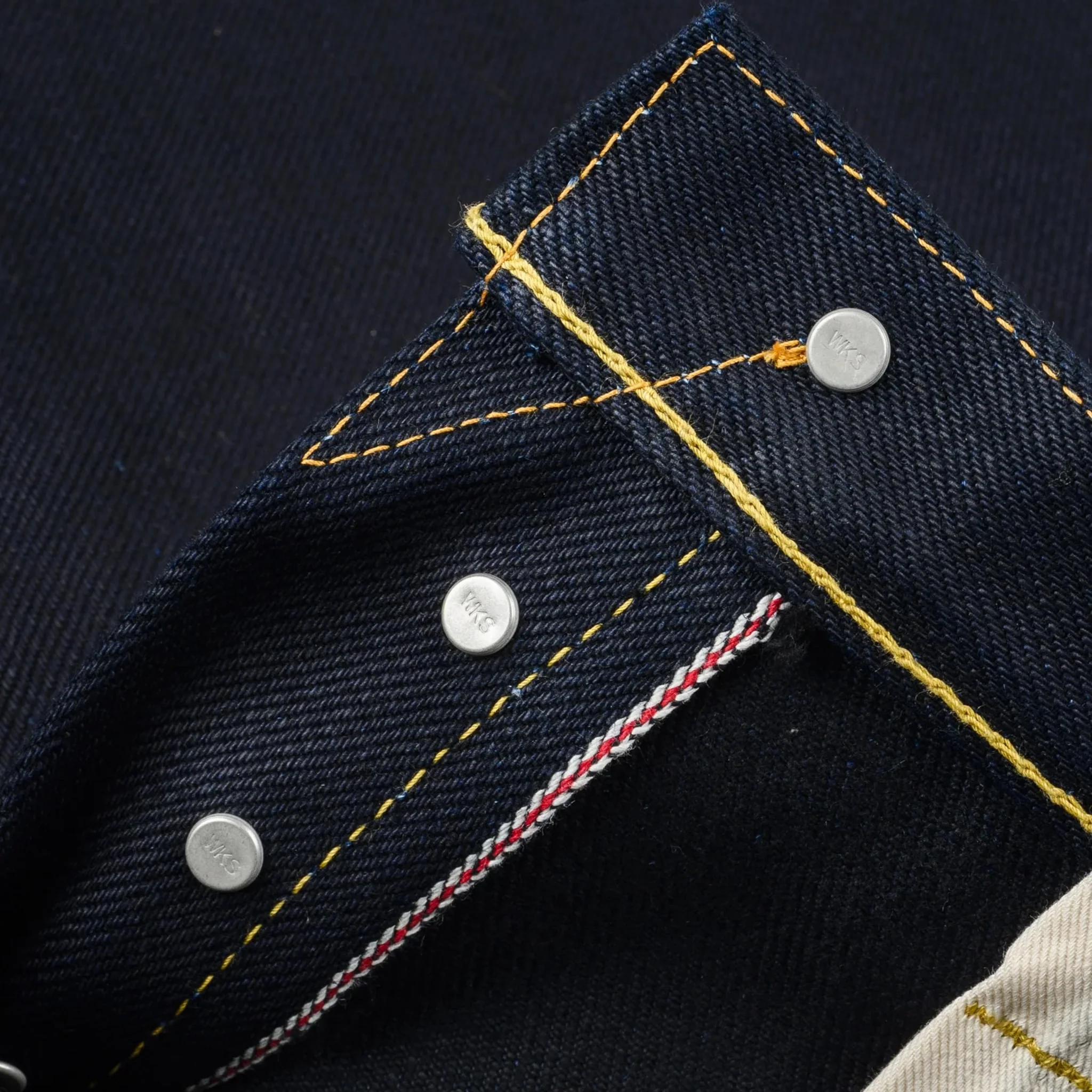 IH-666-XHSib 25oz Selvedge Denim Slim Straight Cut Jeans - Indigo/Black - Image 8
