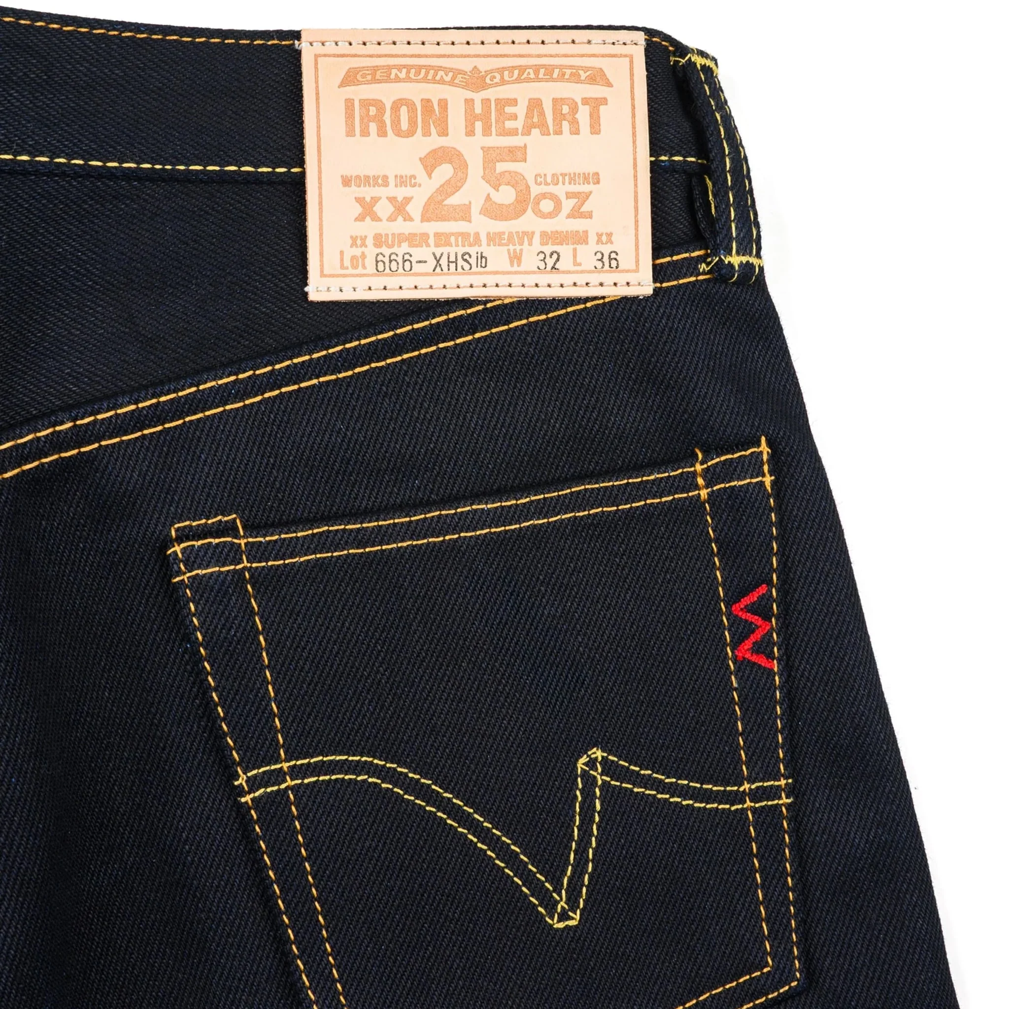 IH-666-XHSib 25oz Selvedge Denim Slim Straight Cut Jeans - Indigo/Black - Image 9