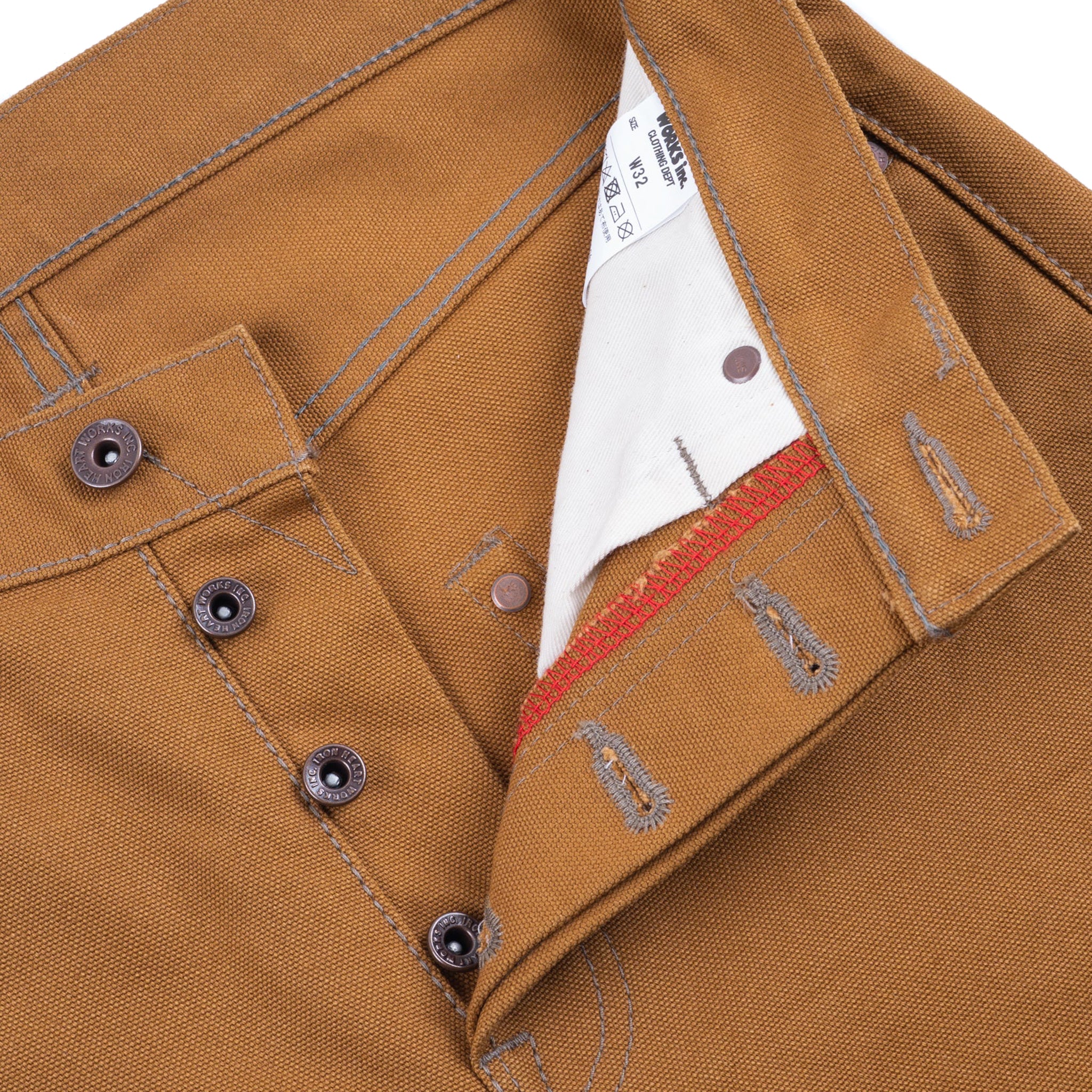 IH-666D 17oz Duck Slim Straight Cut Jeans - Brown - Image 5