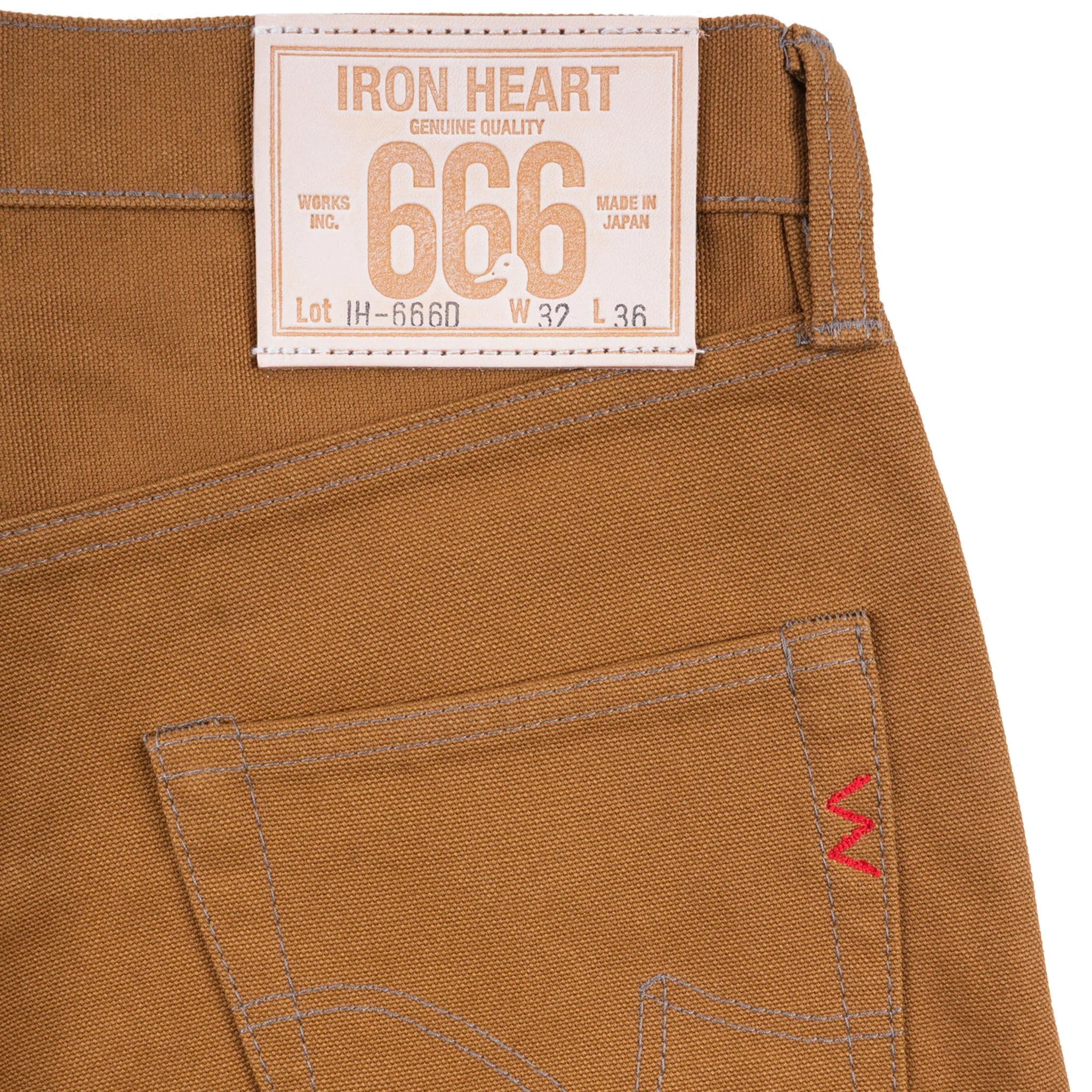 IH-666D 17oz Duck Slim Straight Cut Jeans - Brown - Image 7