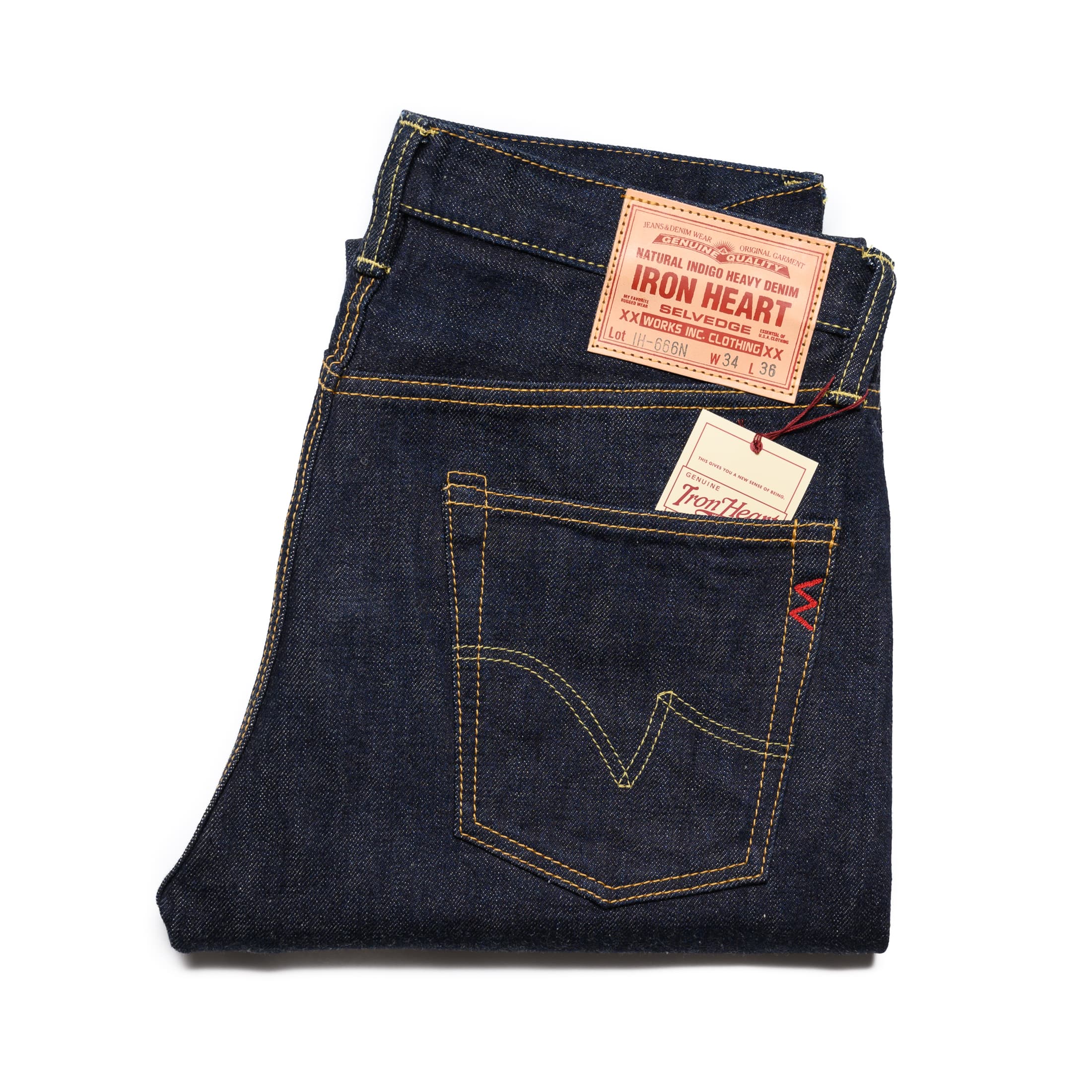 IH-666N 17oz Selvedge Denim Slim Straight Cut Jeans - Natural Indigo