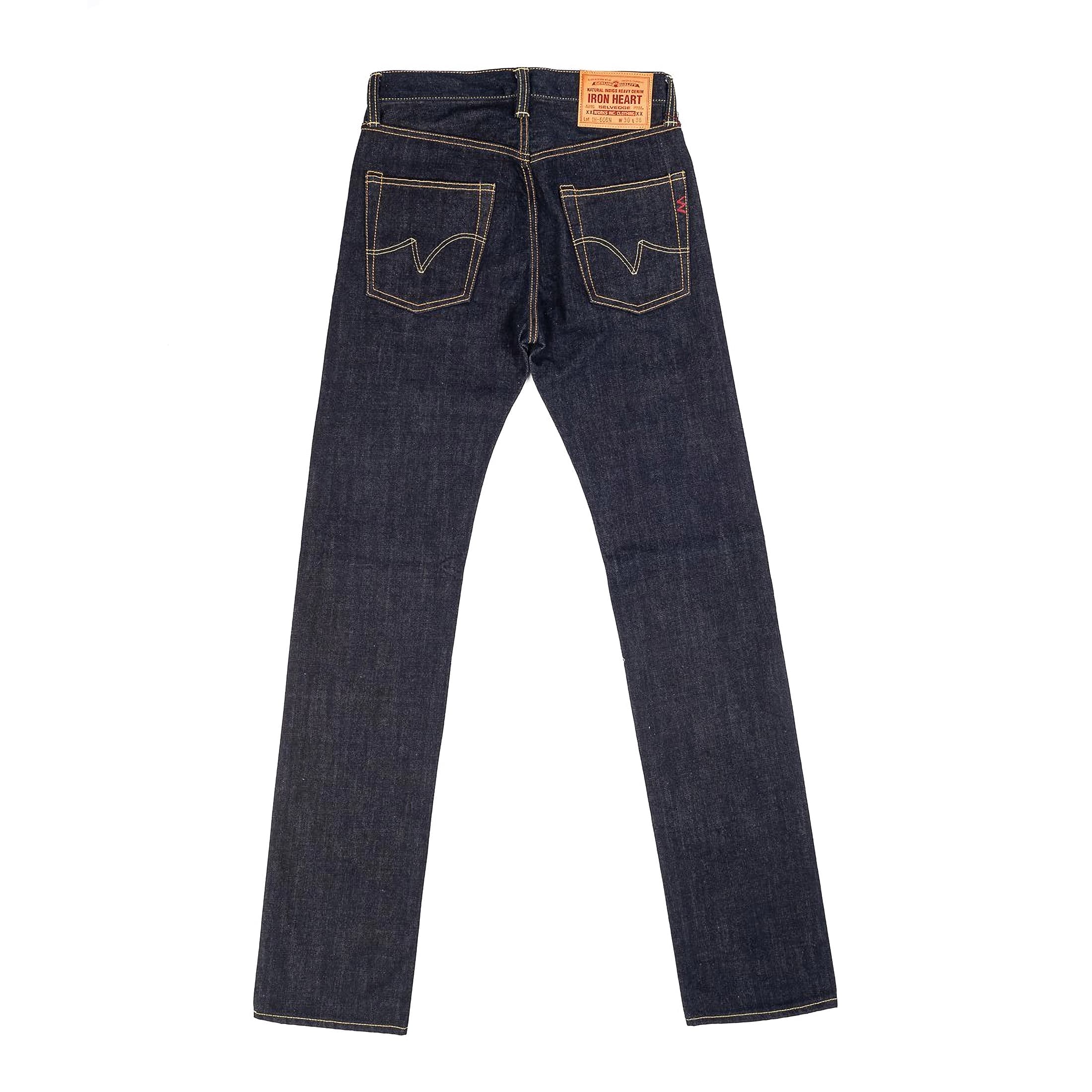 IH-666N 17oz Selvedge Denim Slim Straight Cut Jeans - Natural Indigo - Image 3
