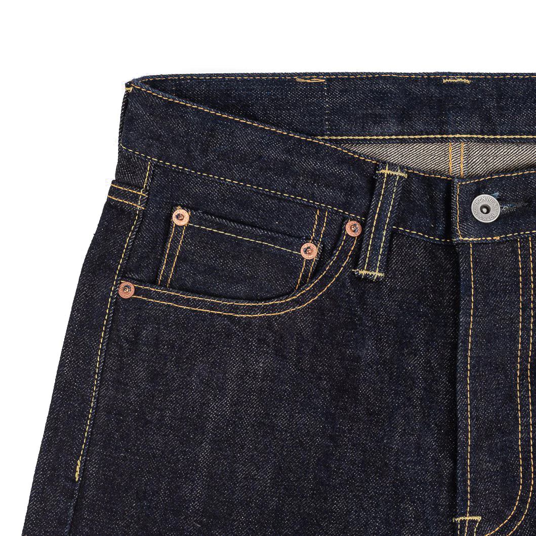 IH-666N 17oz Selvedge Denim Slim Straight Cut Jeans - Natural Indigo - Image 4