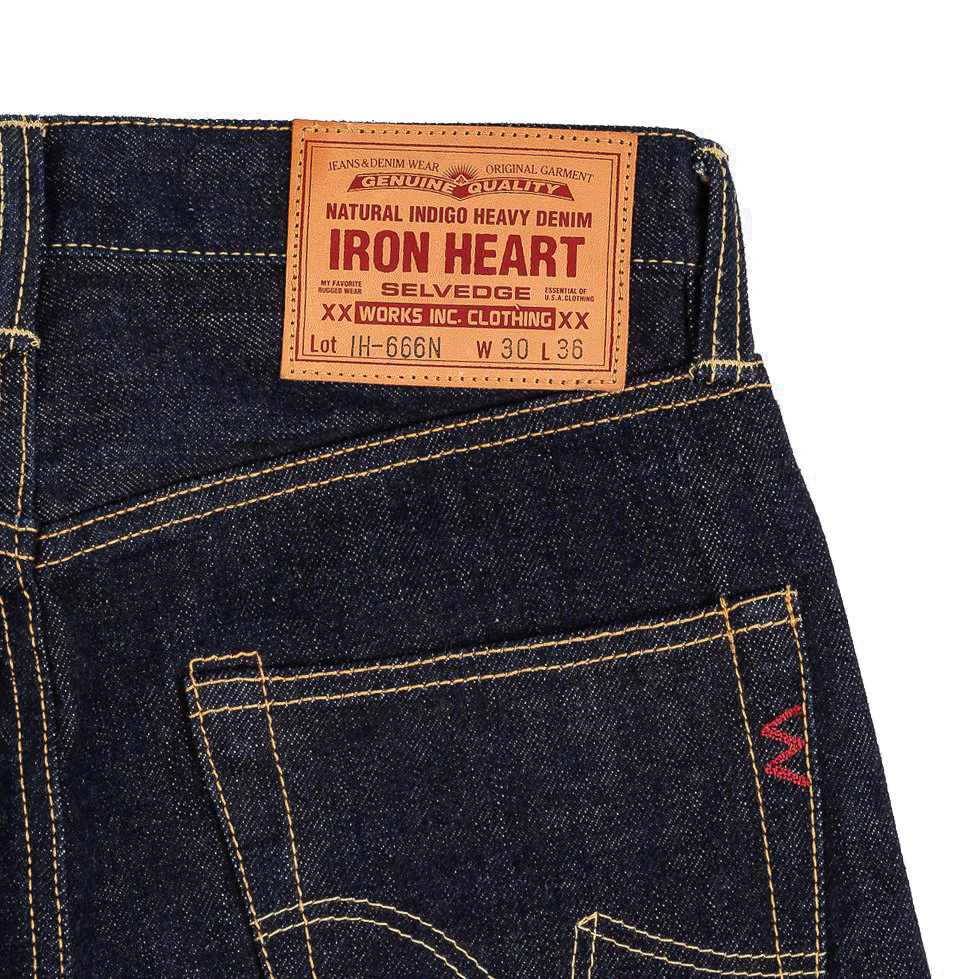 IH-666N 17oz Selvedge Denim Slim Straight Cut Jeans - Natural Indigo - Image 5