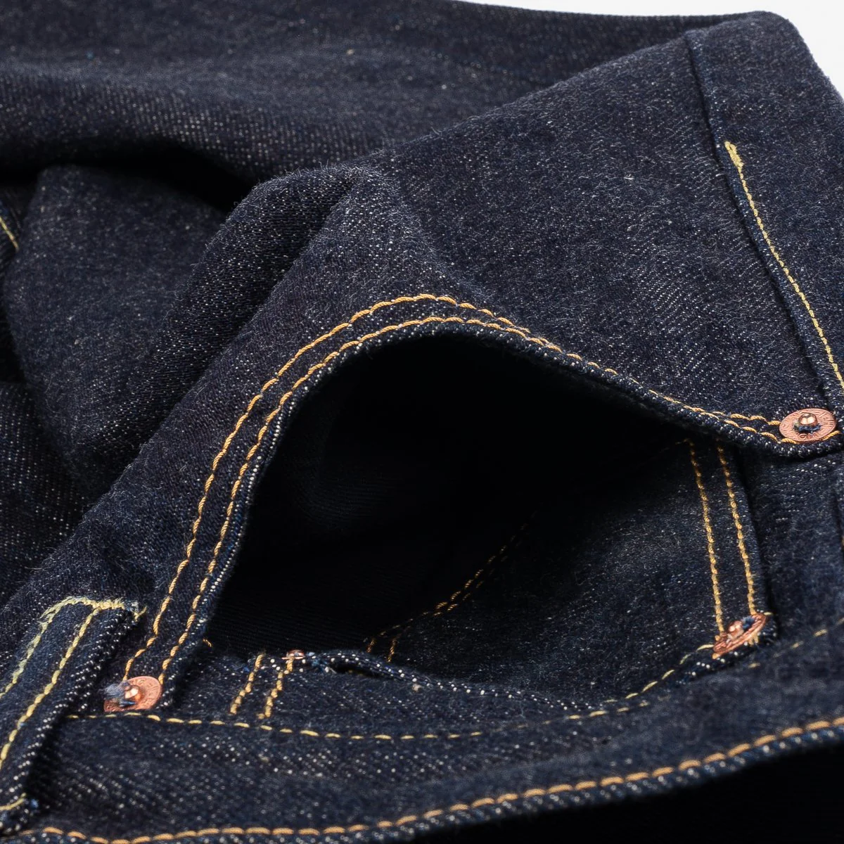 IH-666N 17oz Selvedge Denim Slim Straight Cut Jeans - Natural Indigo - Image 7