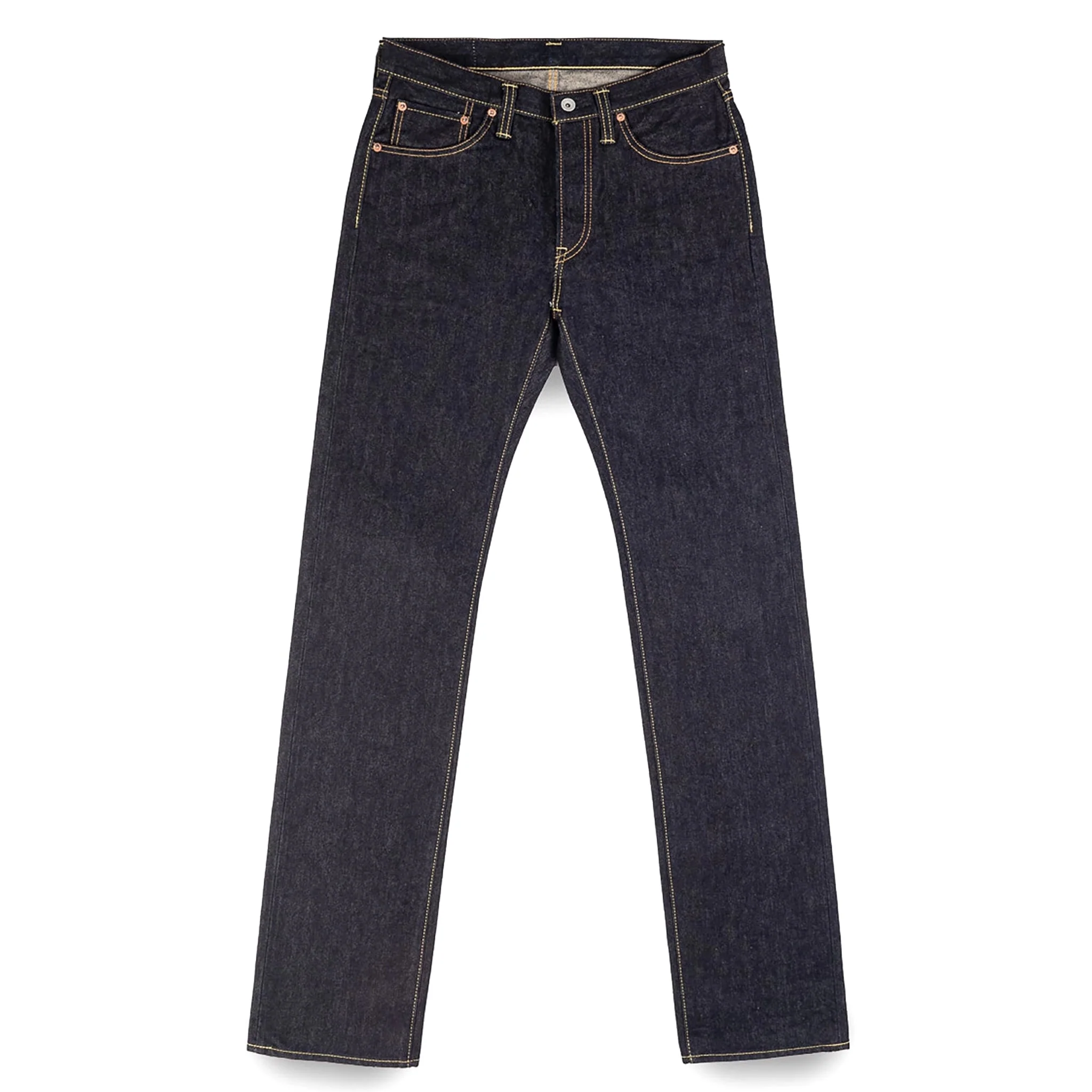 IH-666S-142 14oz Selvedge Denim Slim Straight Cut Jeans - Indigo - Image 2