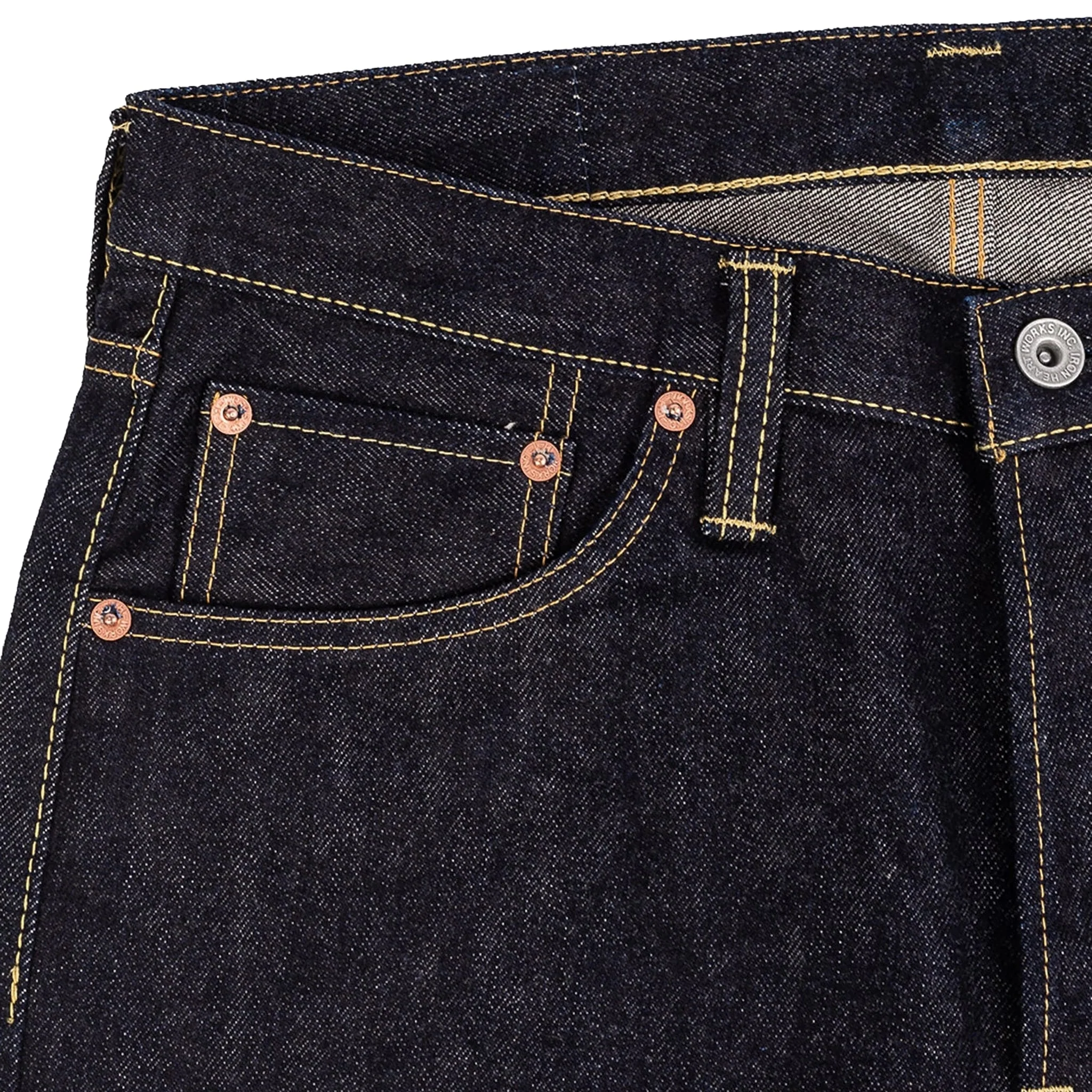 IH-666S-142 14oz Selvedge Denim Slim Straight Cut Jeans - Indigo - Image 4