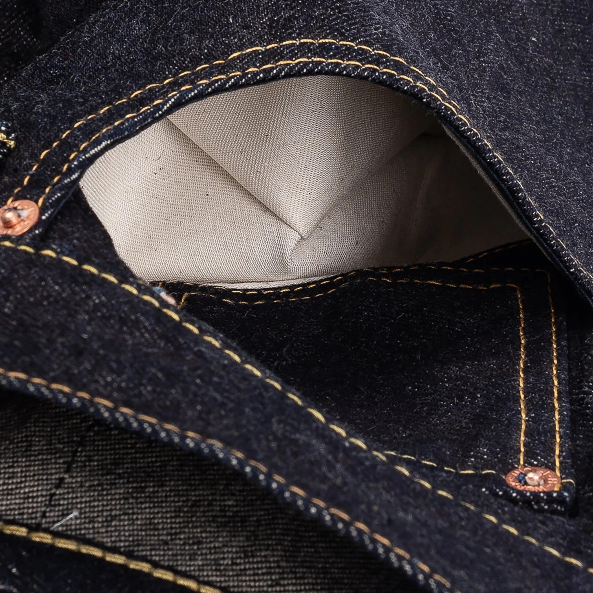 IH-666S-142 14oz Selvedge Denim Slim Straight Cut Jeans - Indigo - Image 8