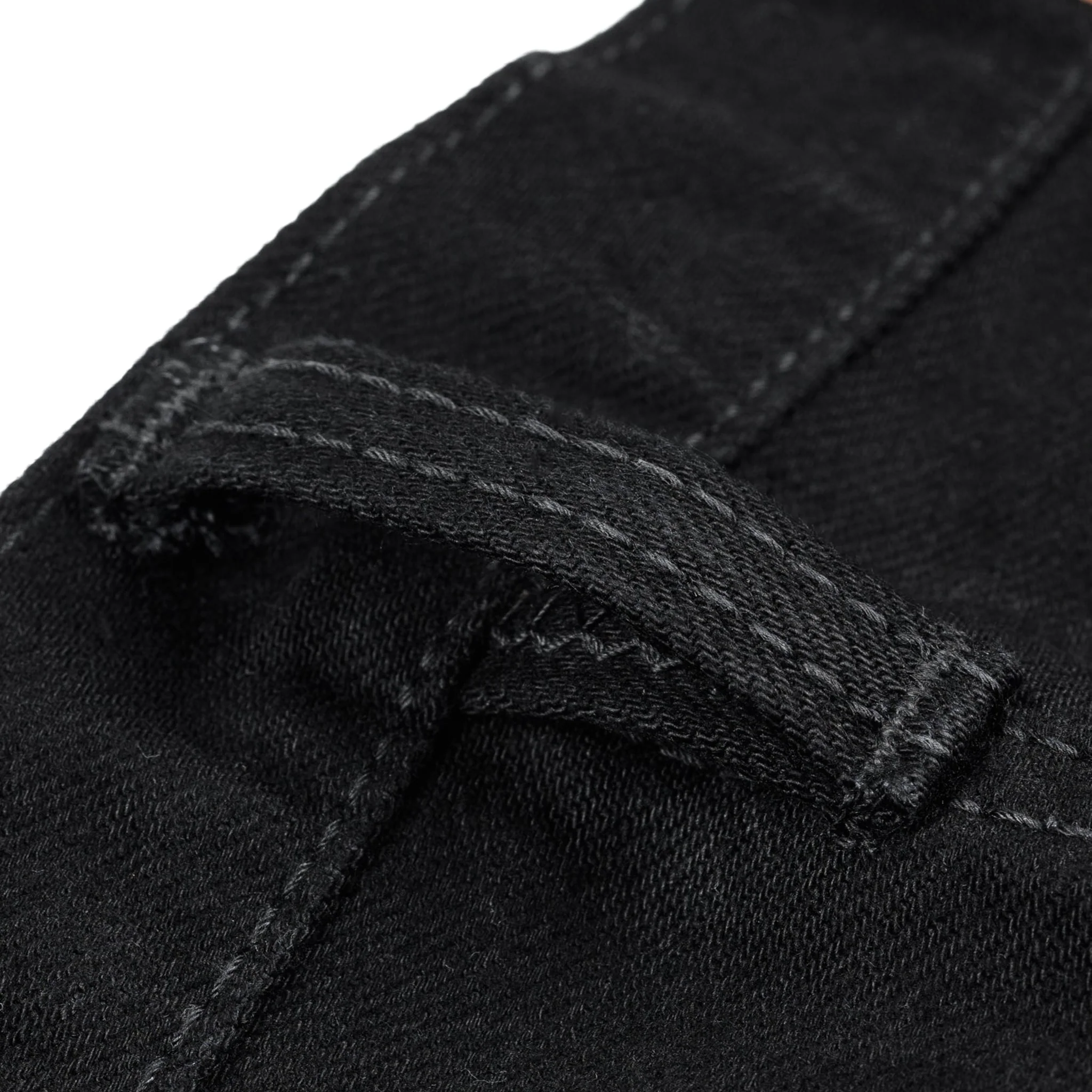 IH-666S-142bb 14oz Selvedge Denim Slim Straight Cut Jeans - Black/Black - Image 12