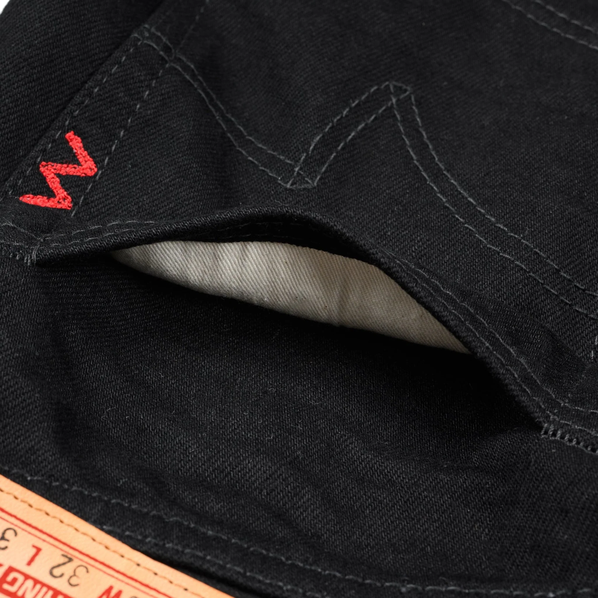 IH-666S-142bb 14oz Selvedge Denim Slim Straight Cut Jeans - Black/Black - Image 13