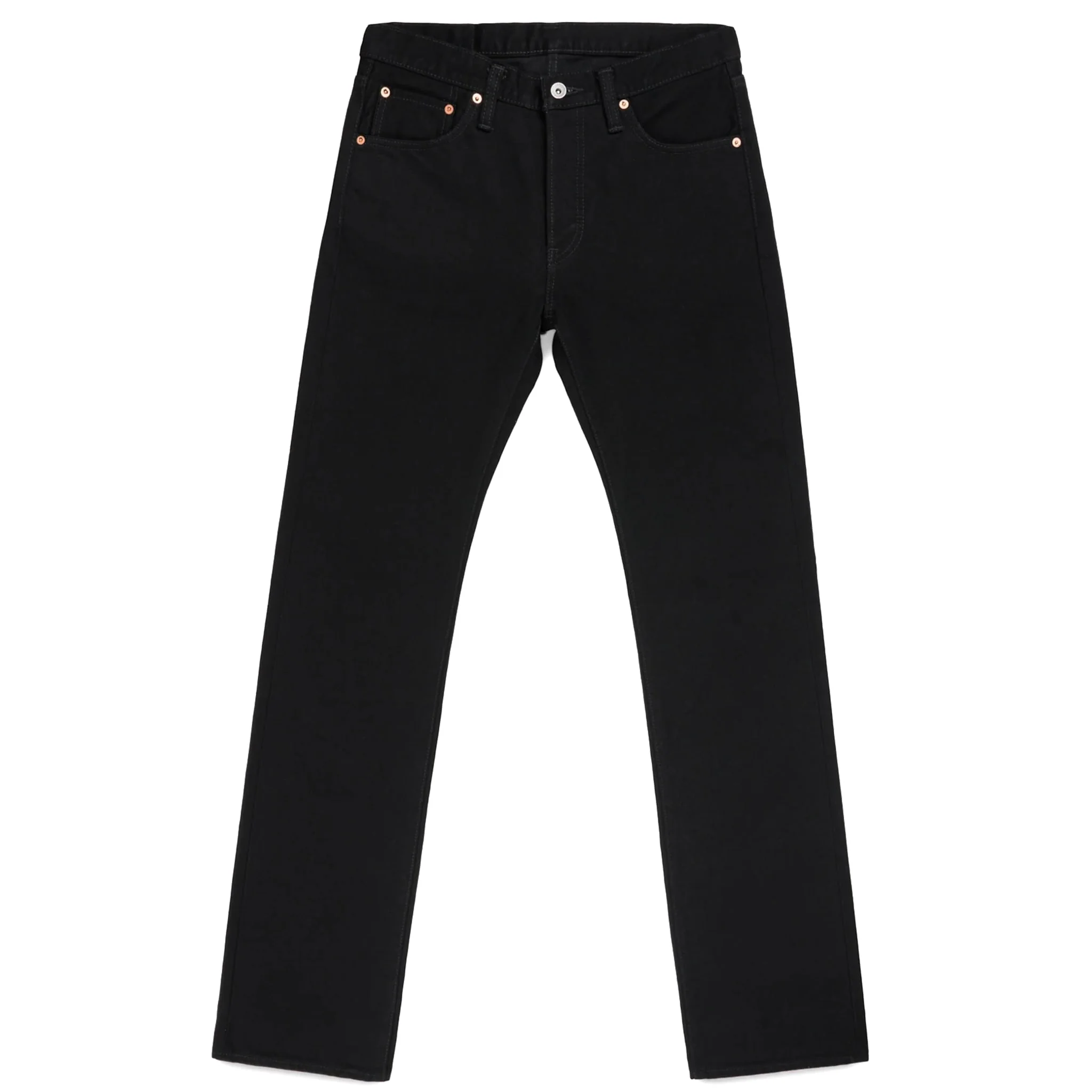 IH-666S-142bb 14oz Selvedge Denim Slim Straight Cut Jeans - Black/Black - Image 2