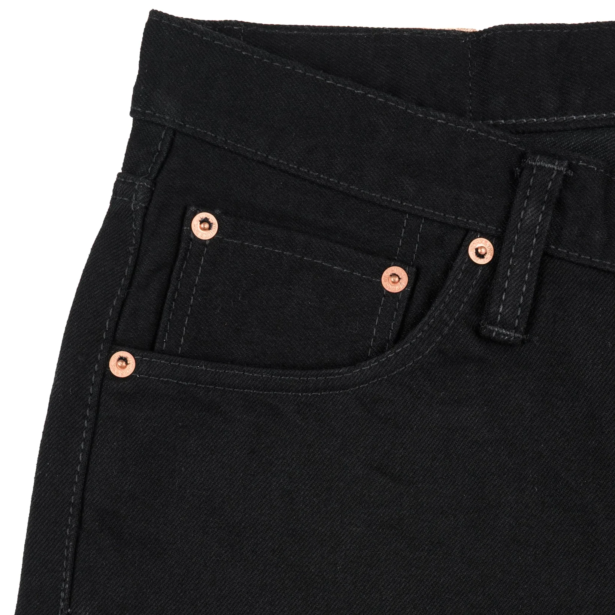 IH-666S-142bb 14oz Selvedge Denim Slim Straight Cut Jeans - Black/Black - Image 4