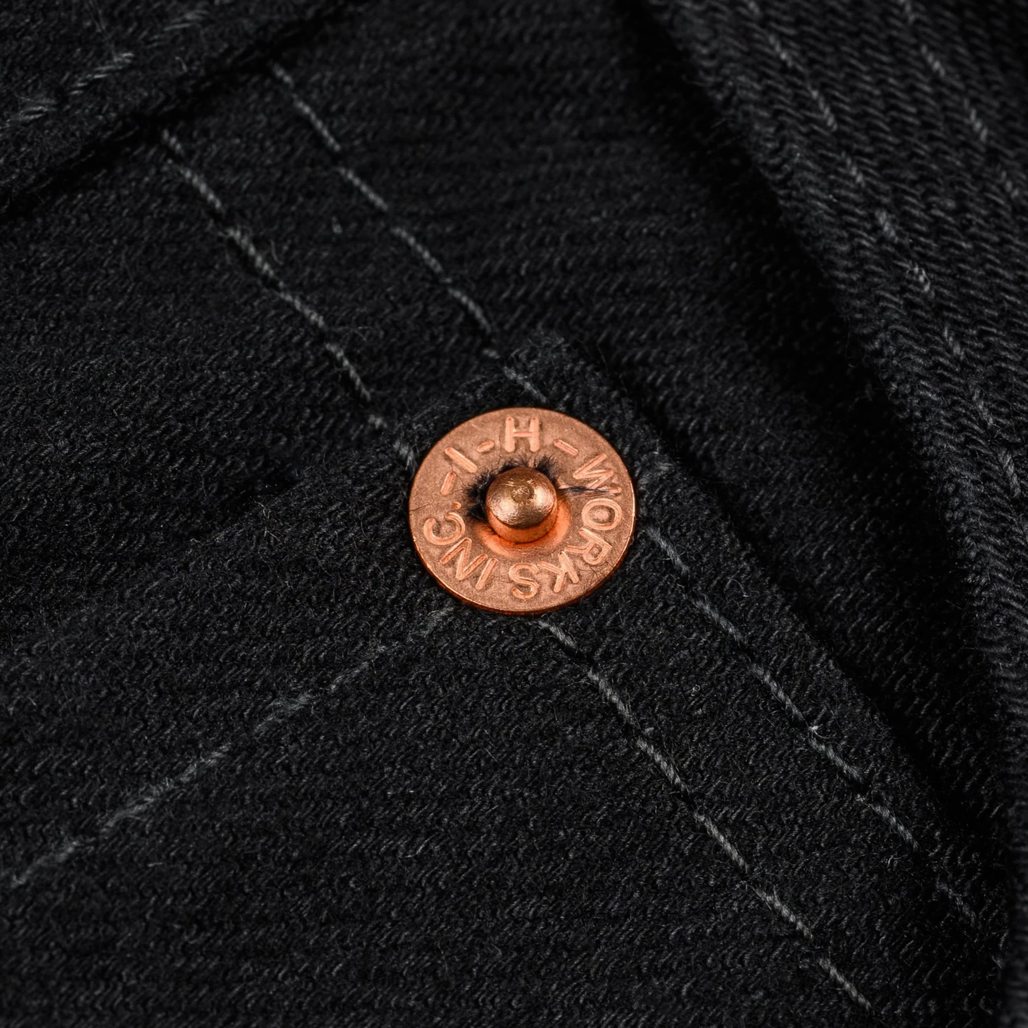 IH-666S-142bb 14oz Selvedge Denim Slim Straight Cut Jeans - Black/Black - Image 8