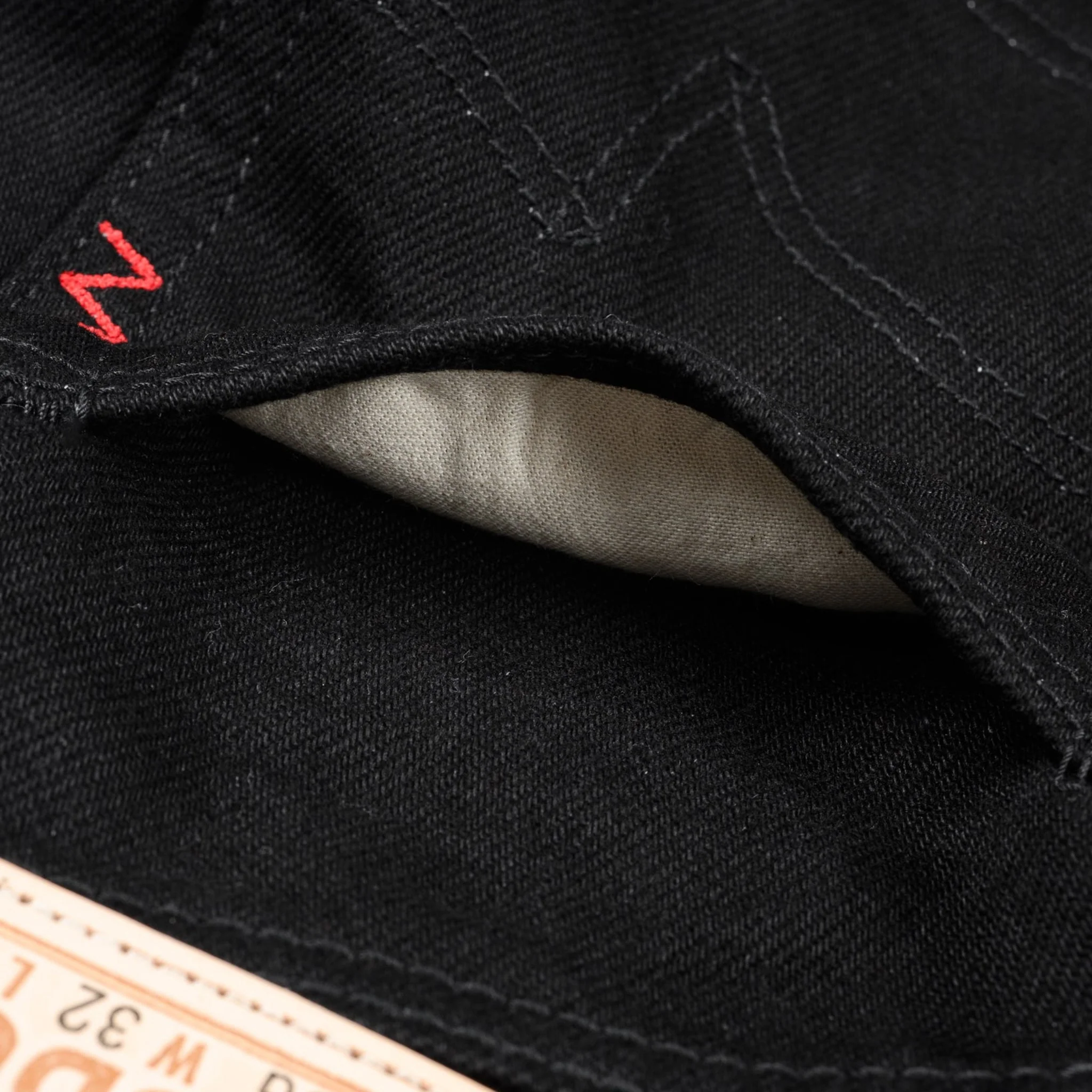 IH-666S-SBG 21oz Selvedge Denim Slim Straight Cut Jeans - Superblack (Fades To Grey) - Image 13