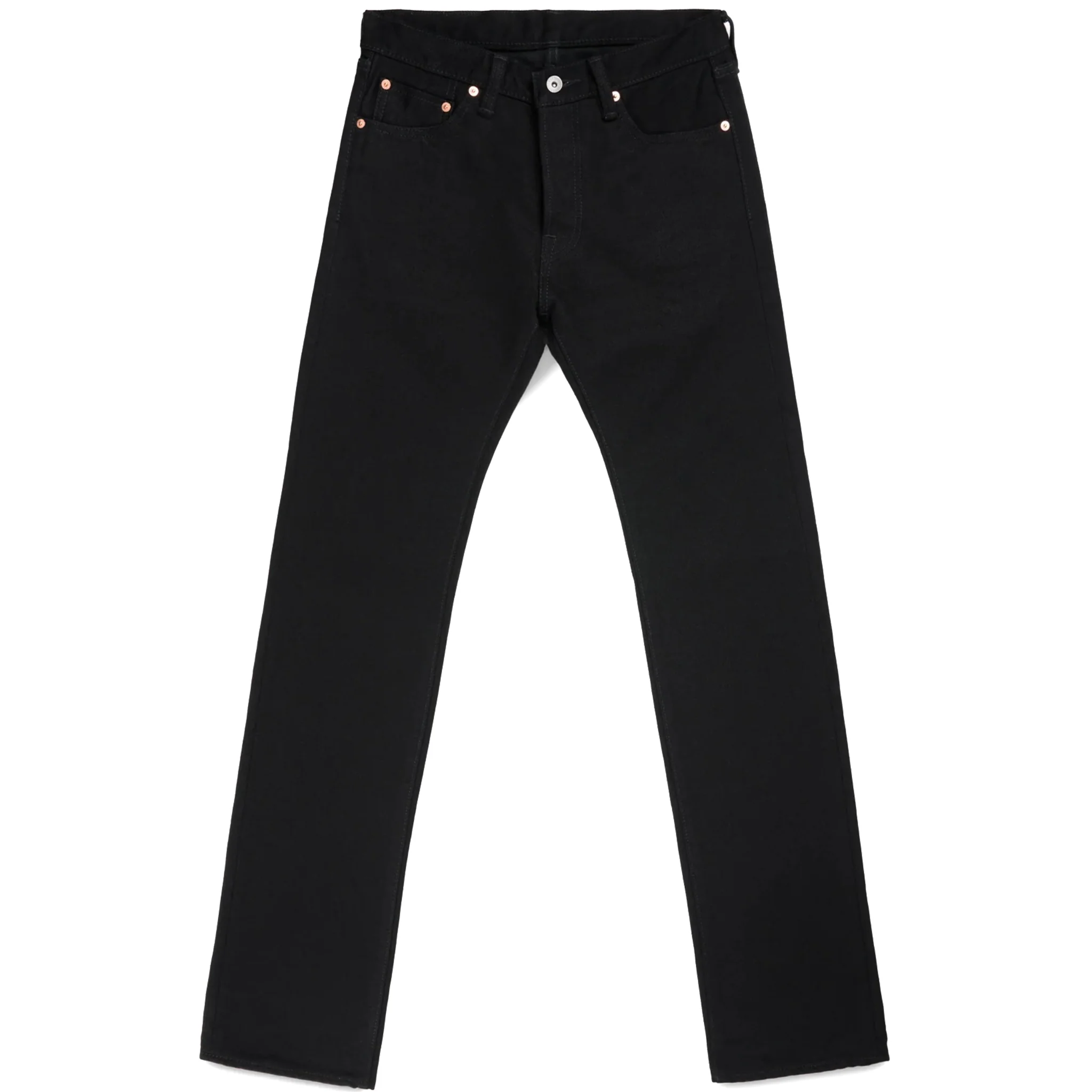 IH-666S-SBG 21oz Selvedge Denim Slim Straight Cut Jeans - Superblack (Fades To Grey) - Image 2