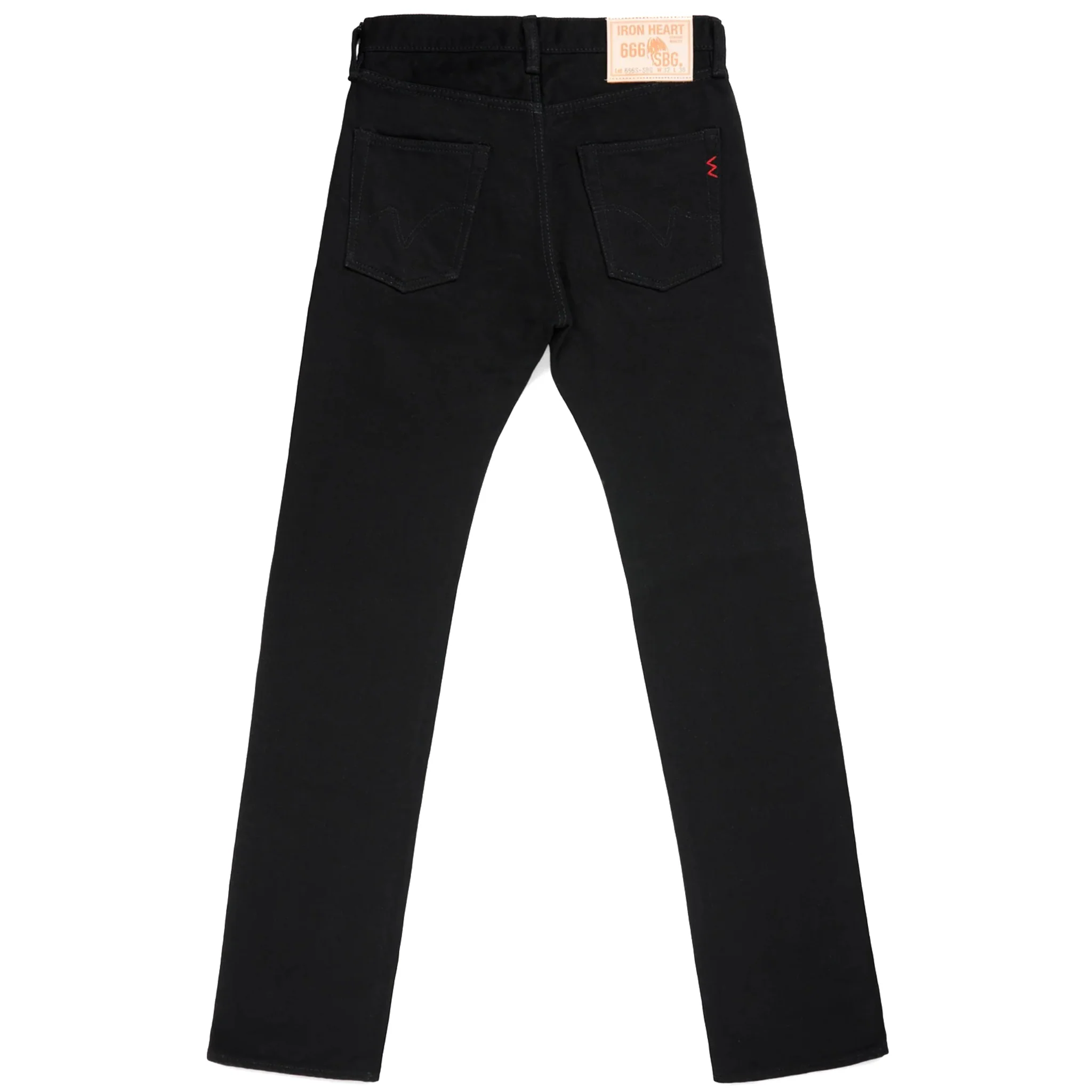 IH-666S-SBG 21oz Selvedge Denim Slim Straight Cut Jeans - Superblack (Fades To Grey) - Image 3