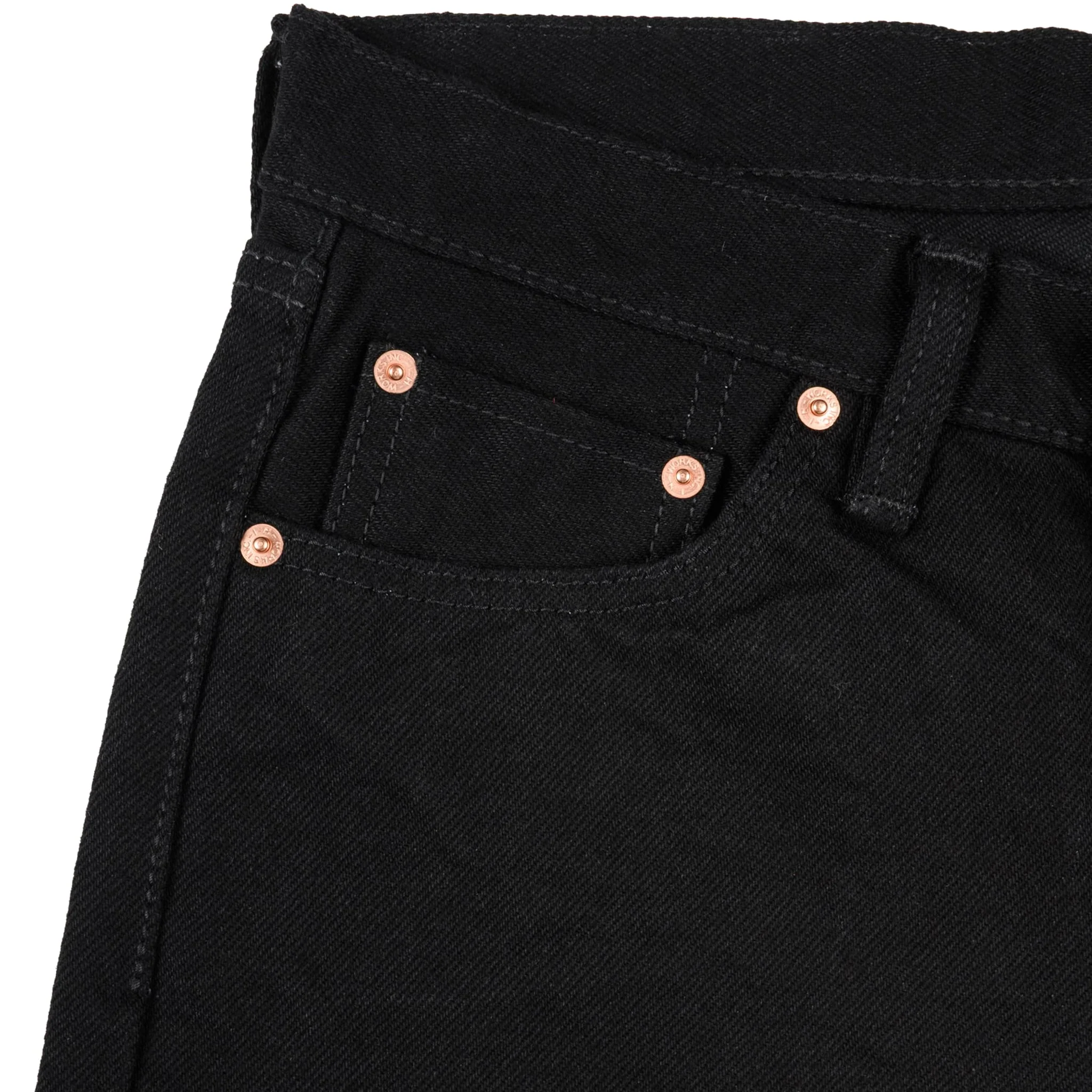 IH-666S-SBG 21oz Selvedge Denim Slim Straight Cut Jeans - Superblack (Fades To Grey) - Image 4
